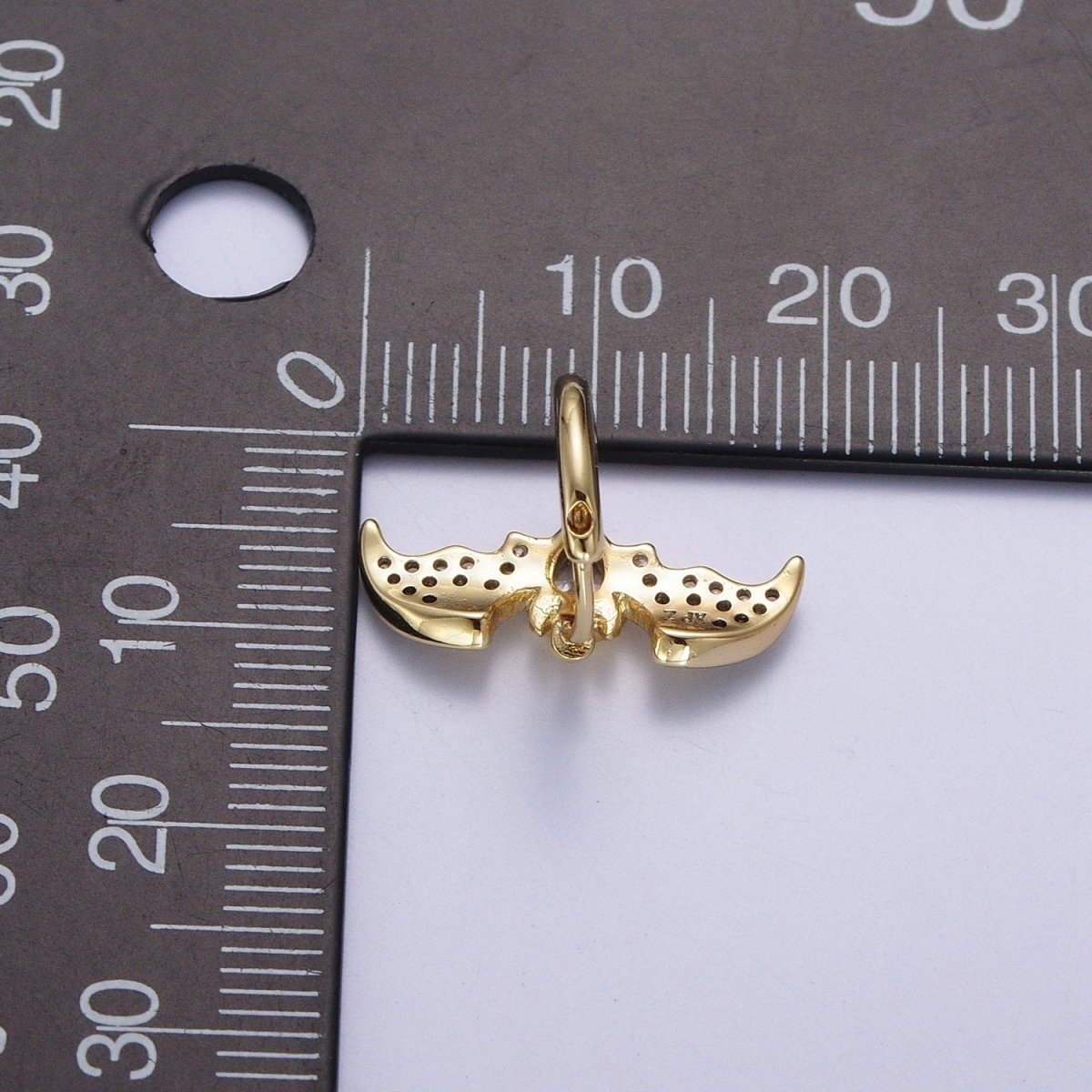 Gold Filled Micro Paved Horn Flying Bats Gold Stud Halloween Earrings | Y-058 - DLUXCA