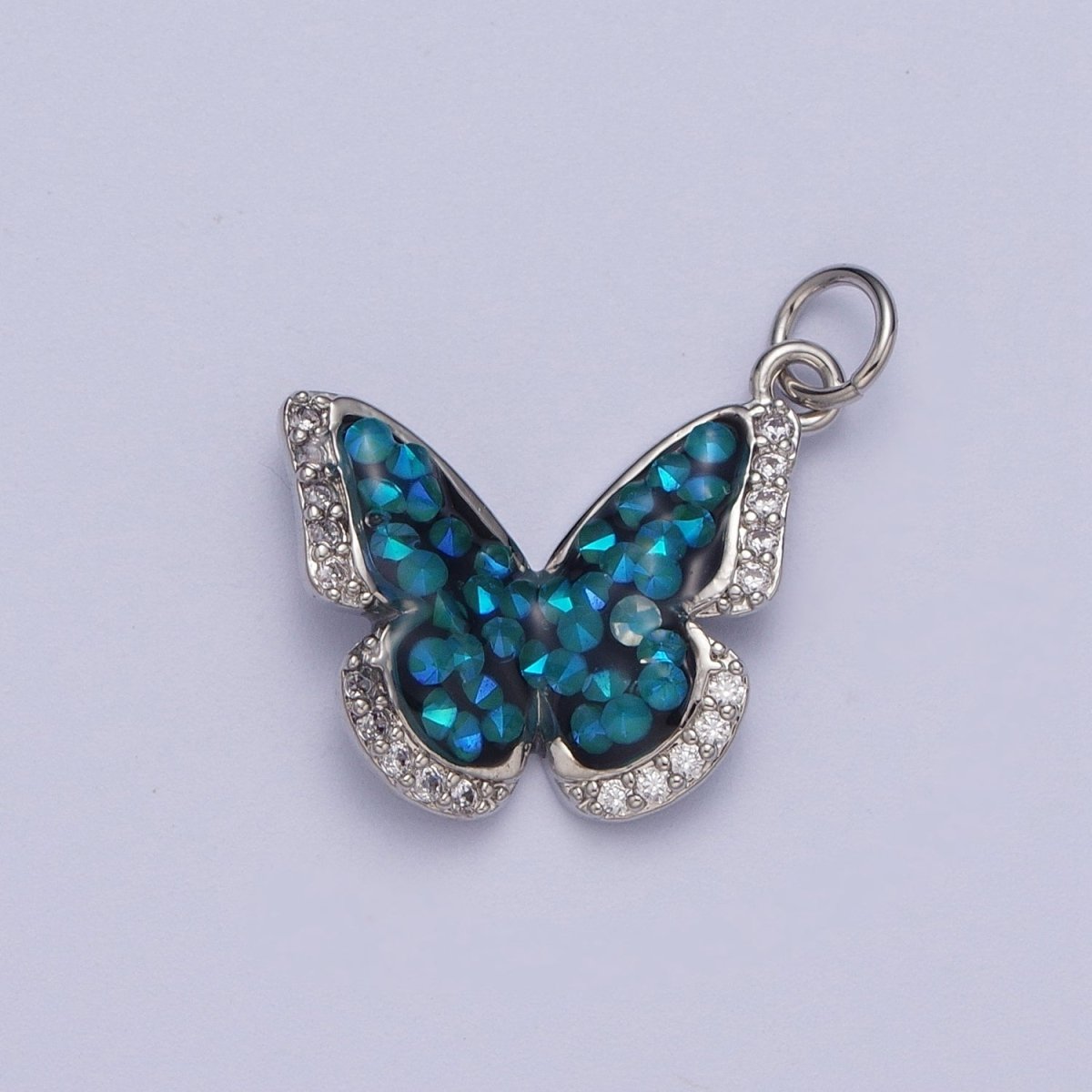 Gold Filled Micro Paved Monarch Butterfly AB CZ Stone Charm in Gold & Silver | W-777~W780
