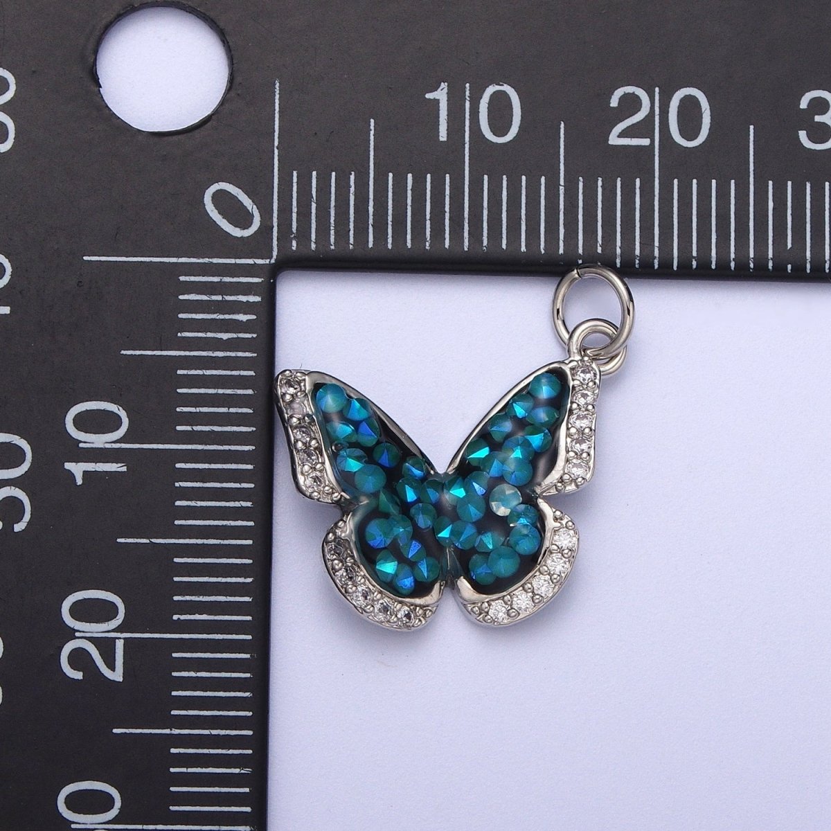 Gold Filled Micro Paved Monarch Butterfly AB CZ Stone Charm in Gold & Silver | W-777~W780