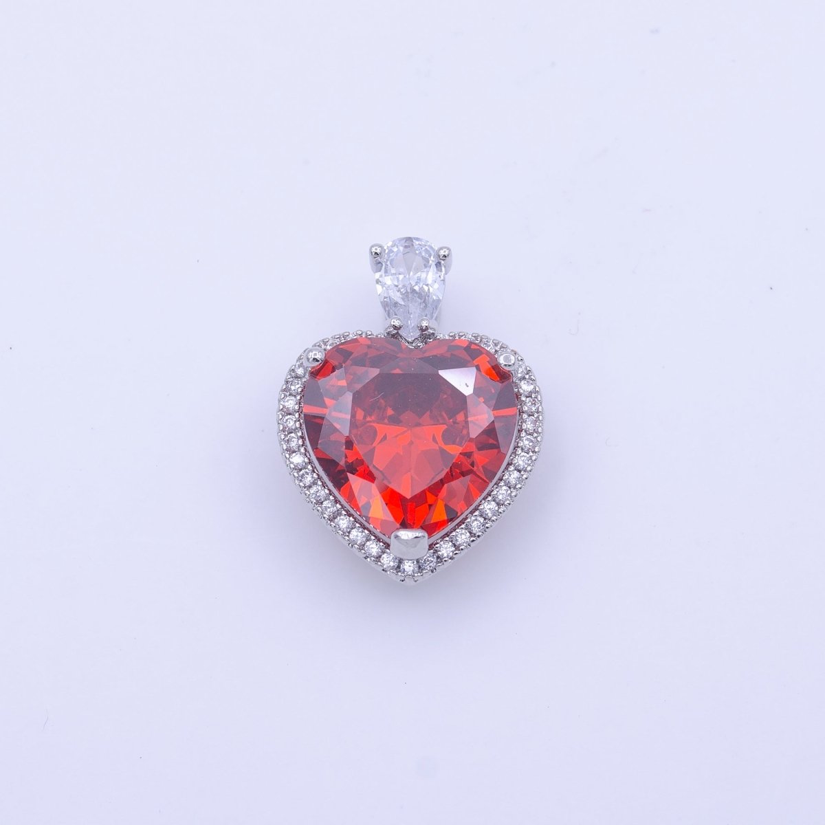 Gold Filled Micro Paved Red Green Pink Clear CZ Heart Teardrop Pendant in Gold & Silver H-197 H-198 H-204 H-229 H-231 J-102 - J-104
