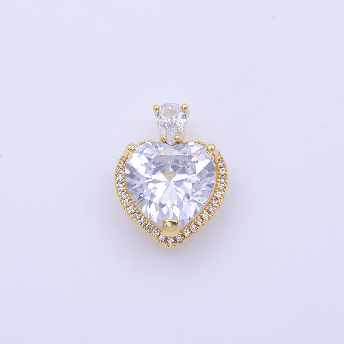 Gold Filled Micro Paved Red Green Pink Clear CZ Heart Teardrop Pendant in Gold & Silver H-197 H-198 H-204 H-229 H-231 J-102 - J-104