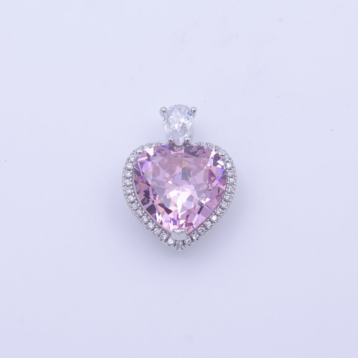 Gold Filled Micro Paved Red Green Pink Clear CZ Heart Teardrop Pendant in Gold & Silver H-197 H-198 H-204 H-229 H-231 J-102 - J-104