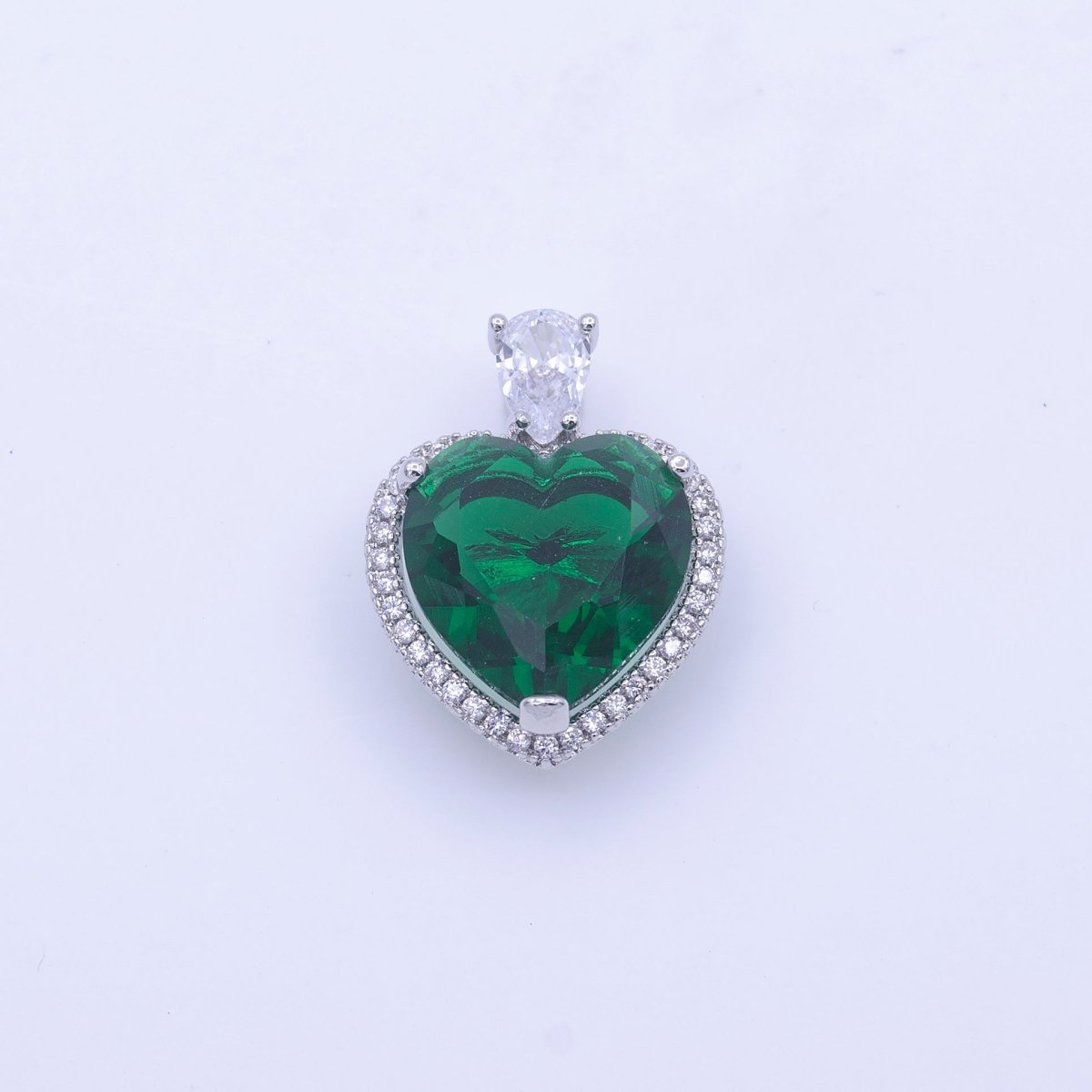 Gold Filled Micro Paved Red Green Pink Clear CZ Heart Teardrop Pendant in Gold & Silver H-197 H-198 H-204 H-229 H-231 J-102 - J-104