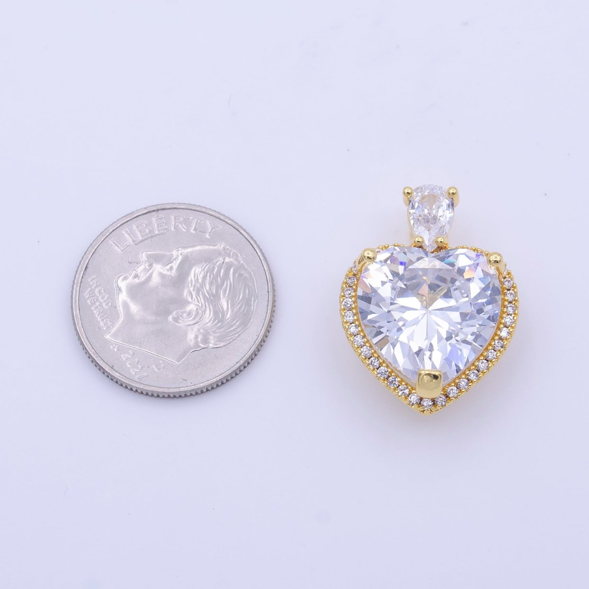 Gold Filled Micro Paved Red Green Pink Clear CZ Heart Teardrop Pendant in Gold & Silver H-197 H-198 H-204 H-229 H-231 J-102 - J-104