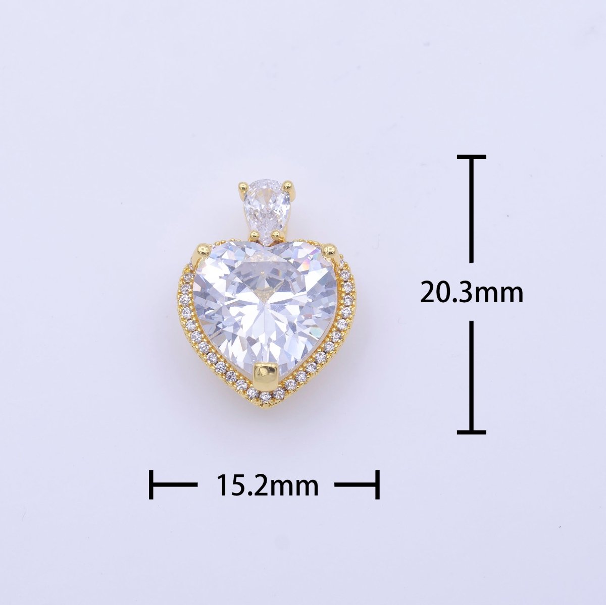 Gold Filled Micro Paved Red Green Pink Clear CZ Heart Teardrop Pendant in Gold & Silver H-197 H-198 H-204 H-229 H-231 J-102 - J-104