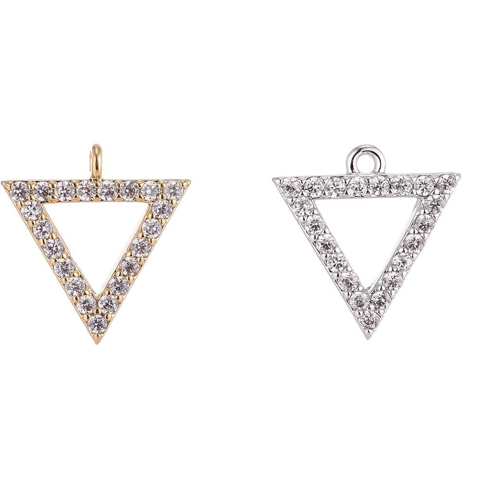 Gold Filled Micro Paved Triangle Geometric Minimalist Charm C-003