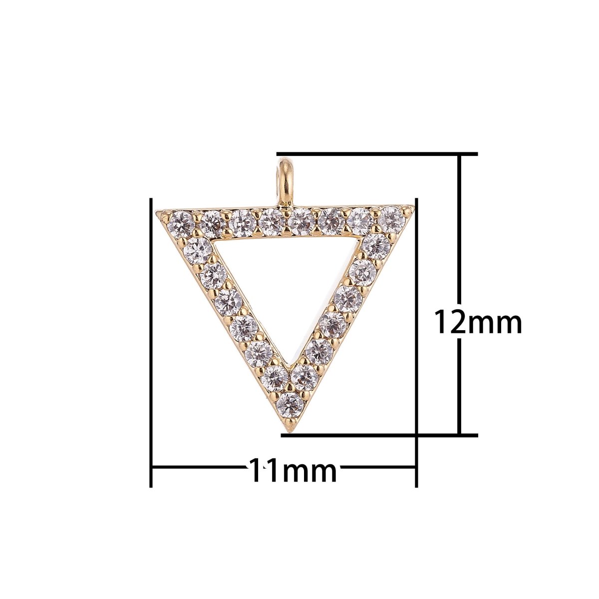 Gold Filled Micro Paved Triangle Geometric Minimalist Charm C-003