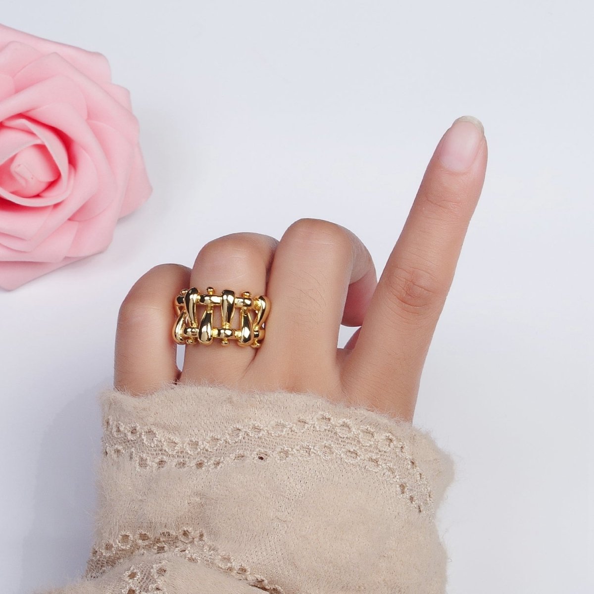 Gold Filled Minimalist Gold, Silver Bubble Wide Geometric Rings | O-088 O-089