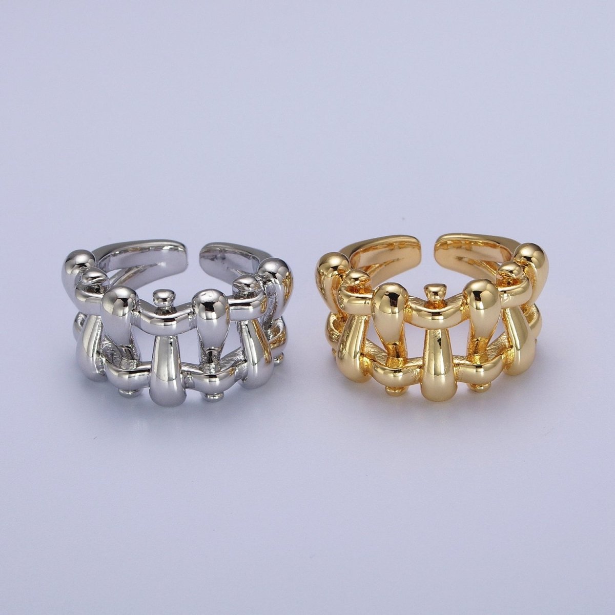 Gold Filled Minimalist Gold, Silver Bubble Wide Geometric Rings | O-088 O-089