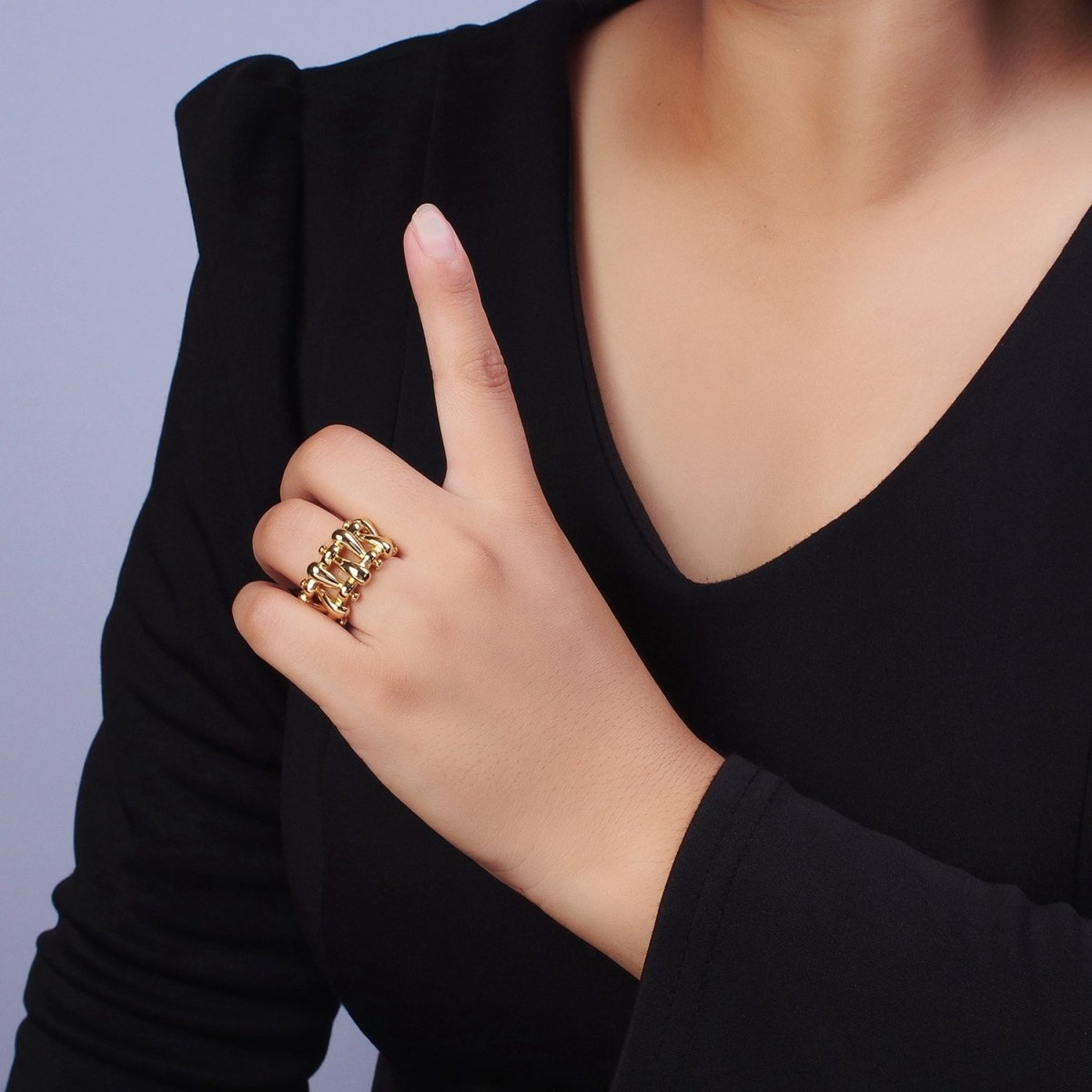 Gold Filled Minimalist Gold, Silver Bubble Wide Geometric Rings | O-088 O-089