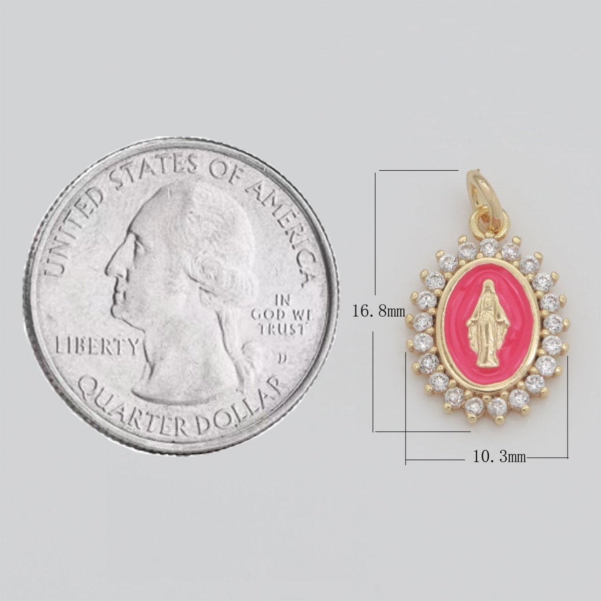 Gold Filled Miraculous Lady Charm Virgin Mary Our Lady of Lourdes, Catholic Religious Bijoux Jewelry Supply for Necklace Bracelet Earring M-607-M-609 N-272