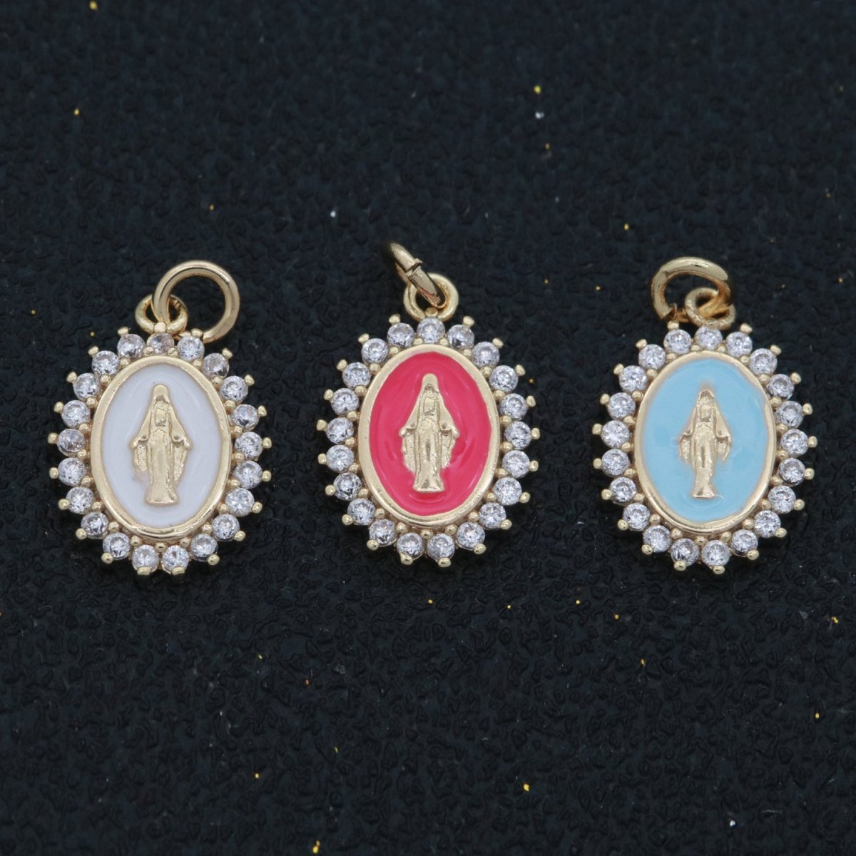 Gold Filled Miraculous Lady Charm Virgin Mary Our Lady of Lourdes, Catholic Religious Bijoux Jewelry Supply for Necklace Bracelet Earring M-607-M-609 N-272