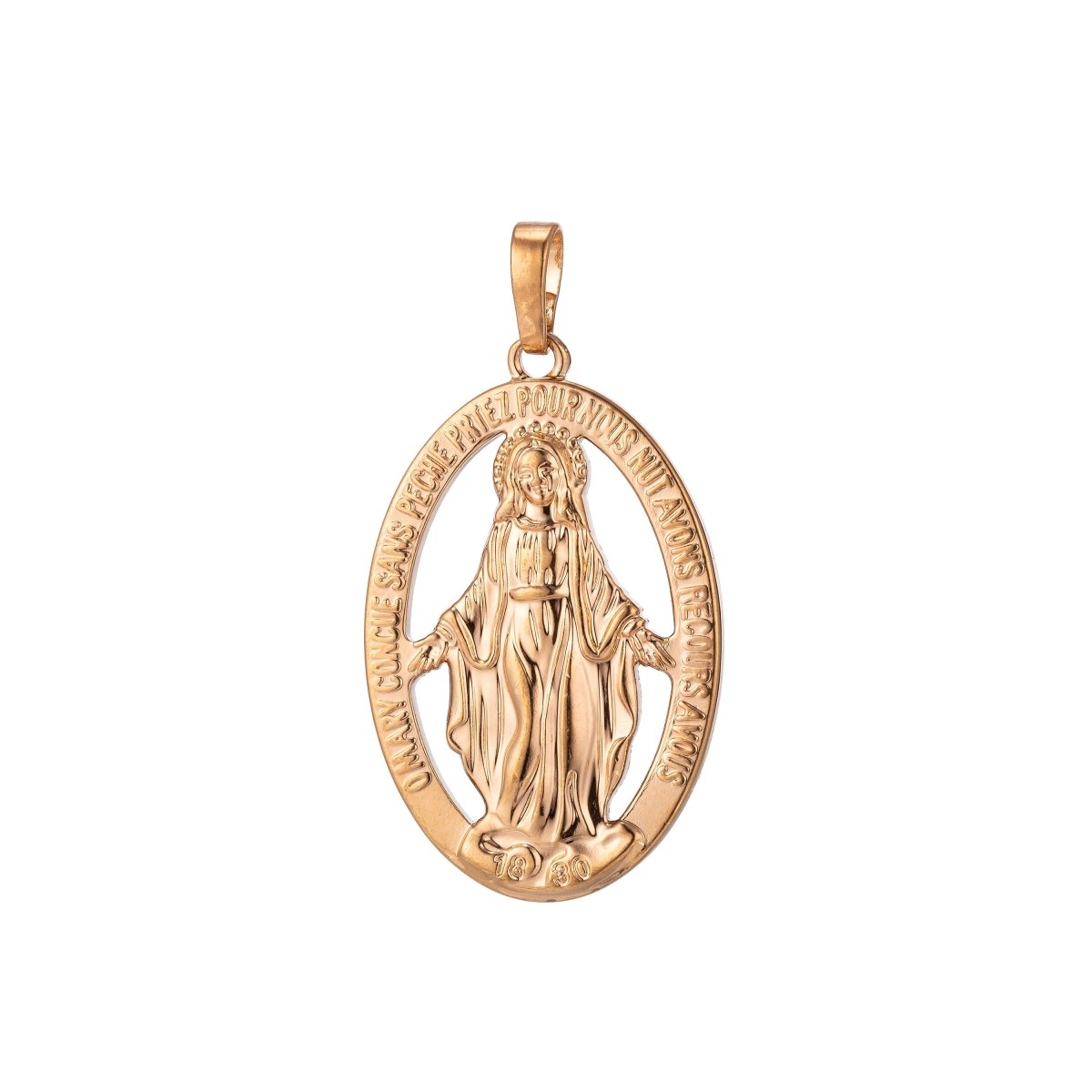 Gold Filled Miraculous Lady Virgin Mother Mary, Holy, Saint, Faith, Religious, Necklace Pendant Charm Bails Findings for jewelry Making H-862