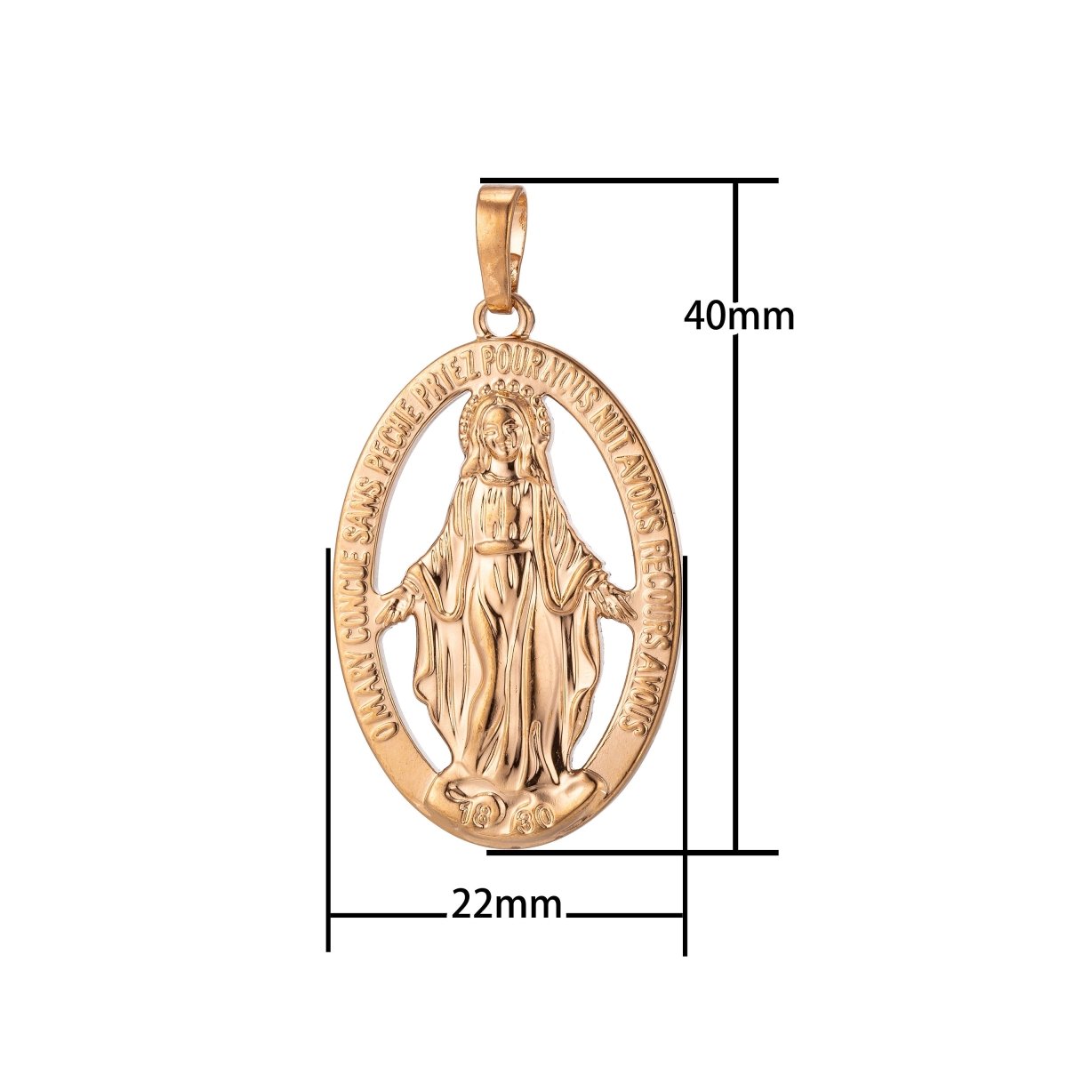 Gold Filled Miraculous Lady Virgin Mother Mary, Holy, Saint, Faith, Religious, Necklace Pendant Charm Bails Findings for jewelry Making H-862