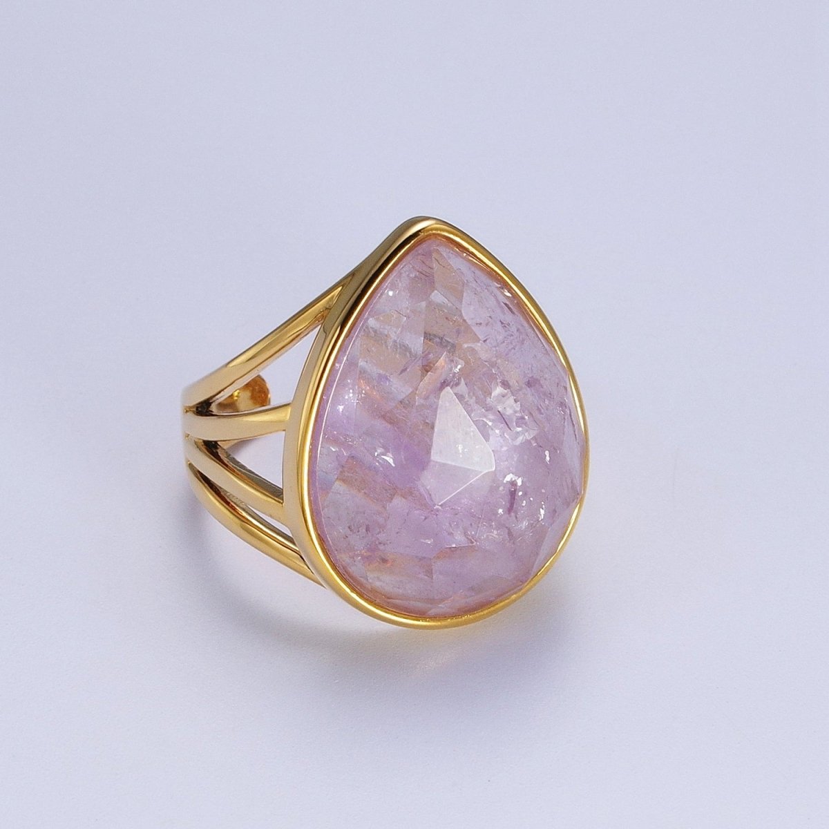 Gold Filled Multifaceted Teardrop Gemstone Ring | O-152~O-157 O-165 O-186 O-187