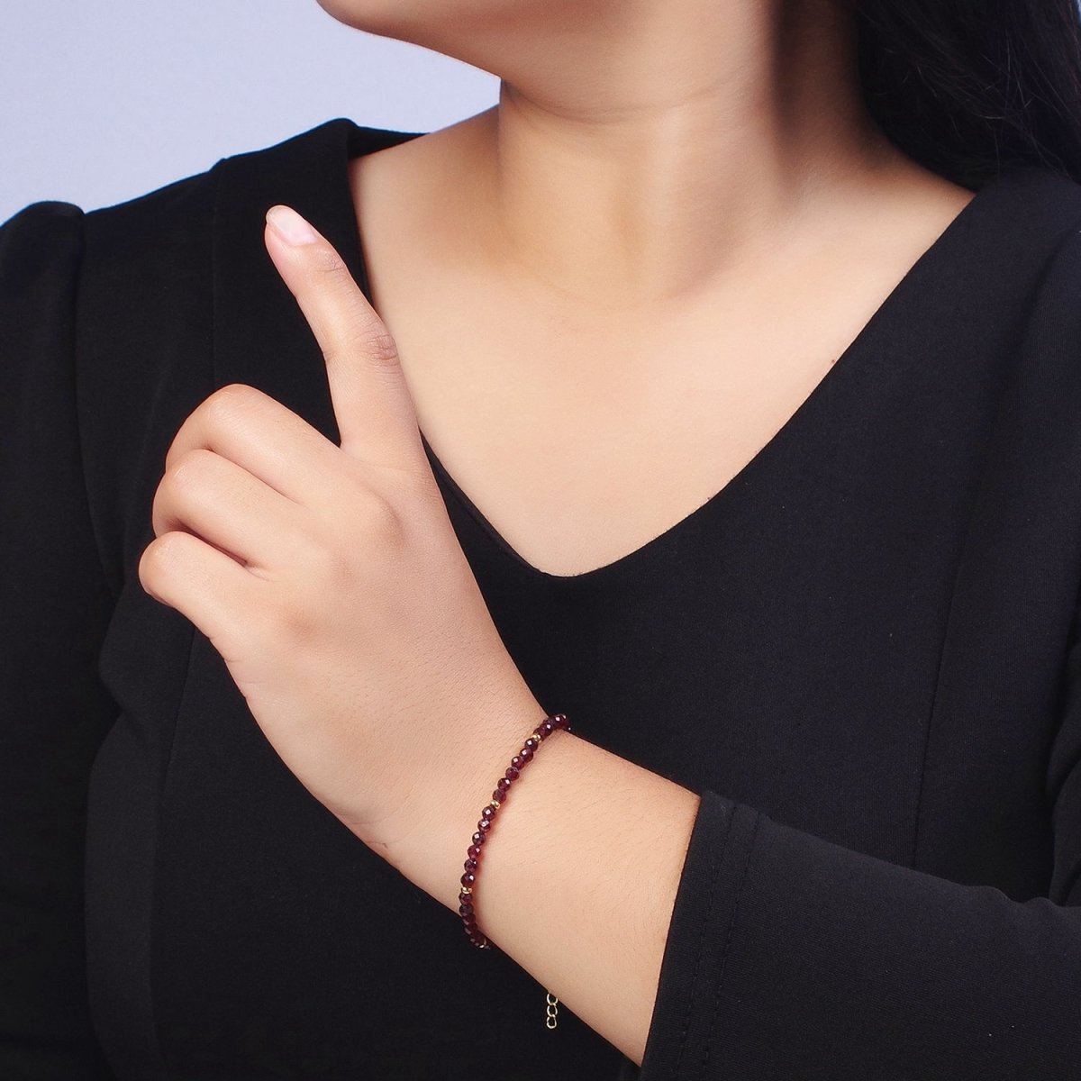 Gold Filled Natural 3.5mm Red Garnett, Blue Lapis Beaded Bracelet | WA-1284 WA-1285 Clearance Pricing