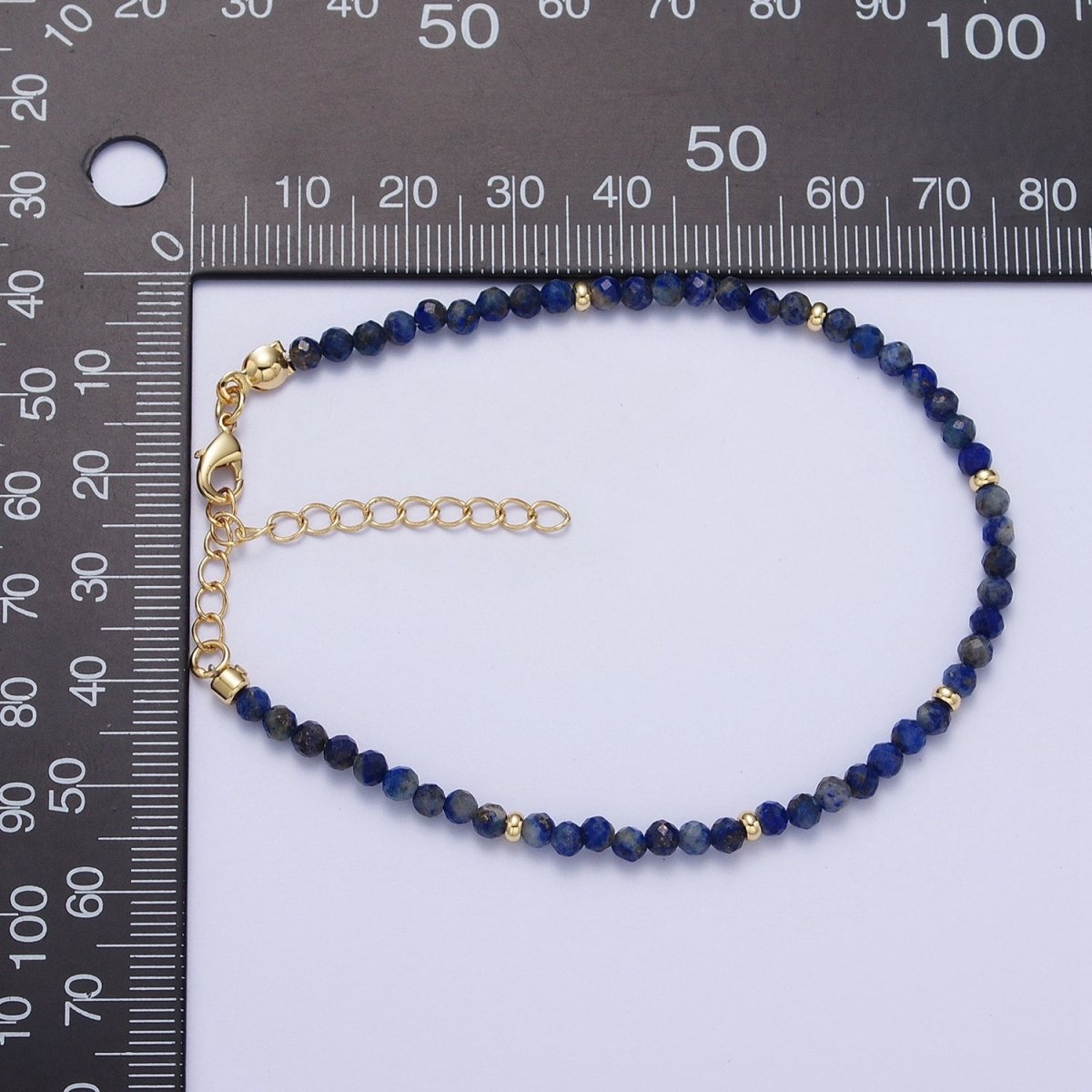 Gold Filled Natural 3.5mm Red Garnett, Blue Lapis Beaded Bracelet | WA-1284 WA-1285 Clearance Pricing