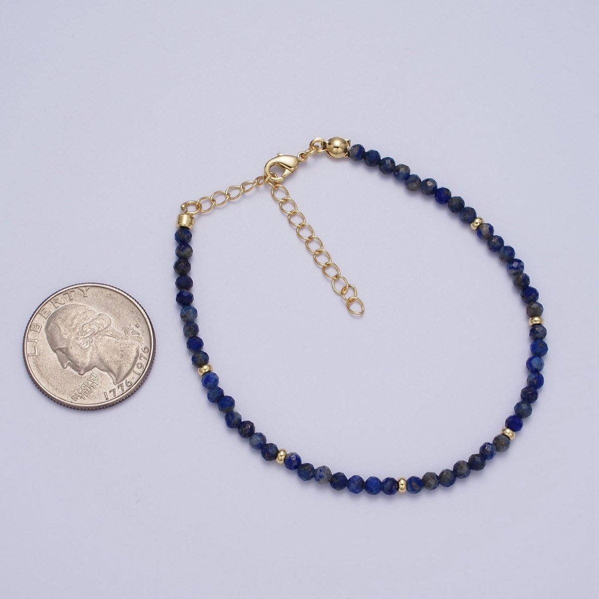 Gold Filled Natural 3.5mm Red Garnett, Blue Lapis Beaded Bracelet | WA-1284 WA-1285 Clearance Pricing