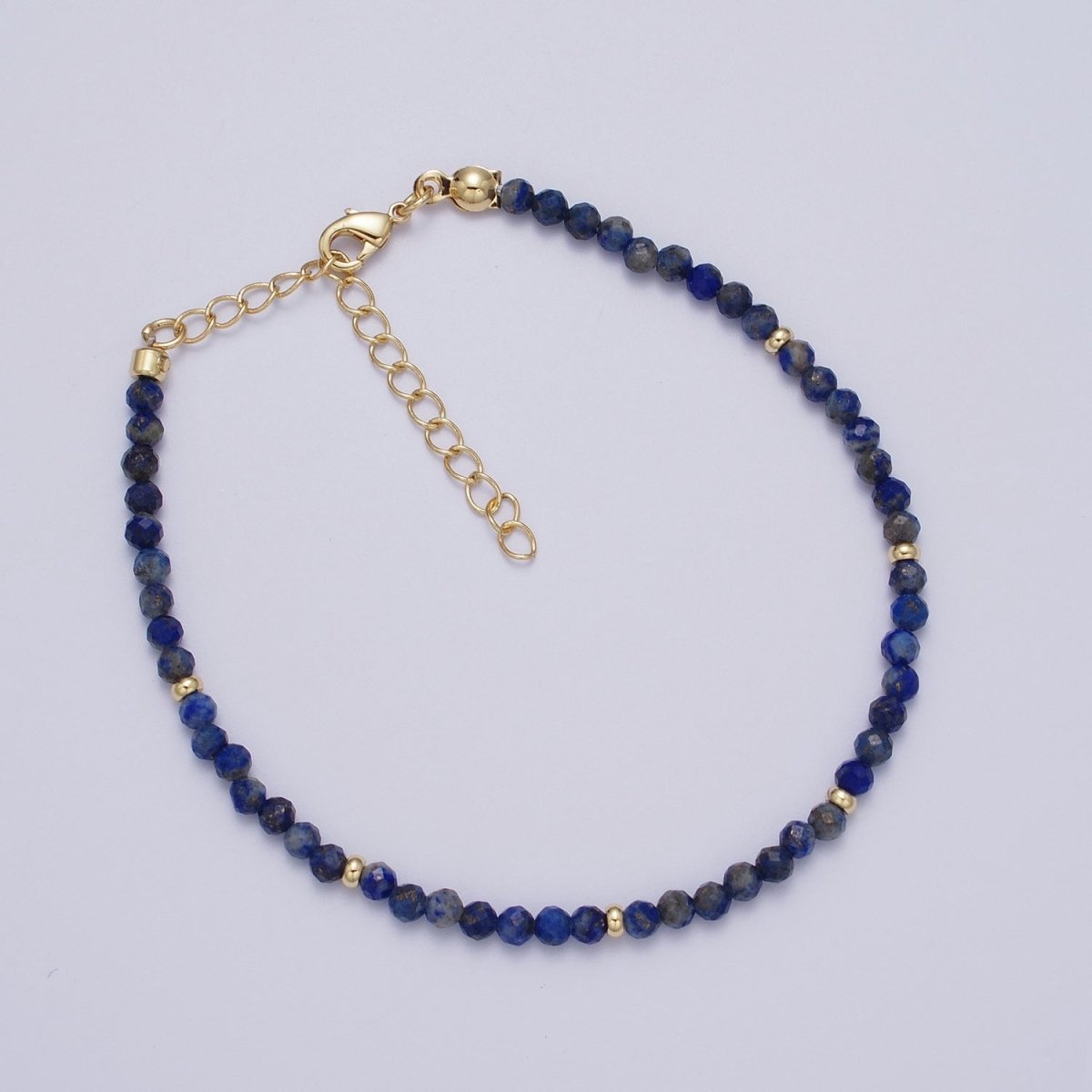 Gold Filled Natural 3.5mm Red Garnett, Blue Lapis Beaded Bracelet | WA-1284 WA-1285 Clearance Pricing