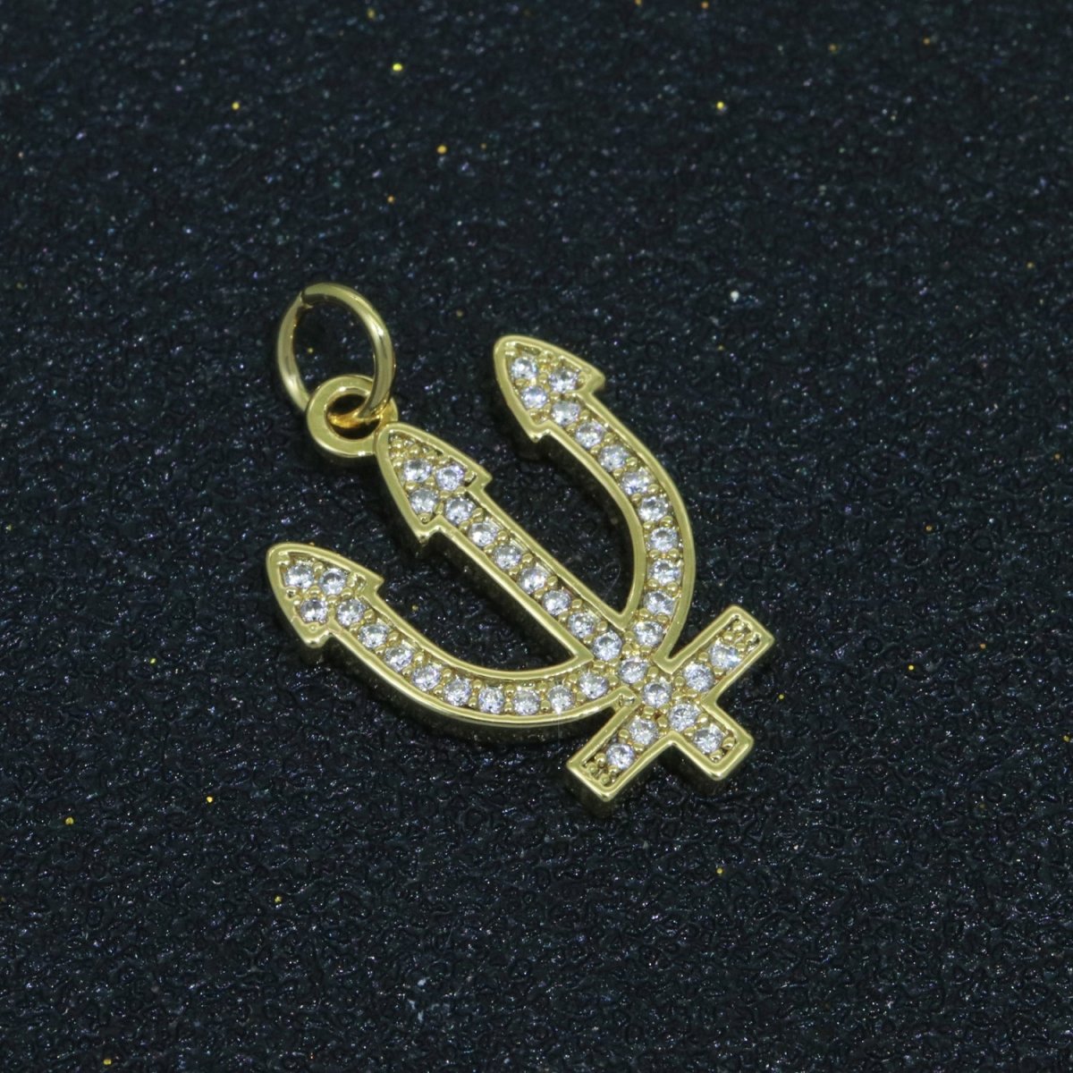 Gold Filled Neptune's Trident Pendants Greek Trident Pendants Large Devil's Pitchfork Charms Beach Pendants Jewelry Supplies M-524 M-525