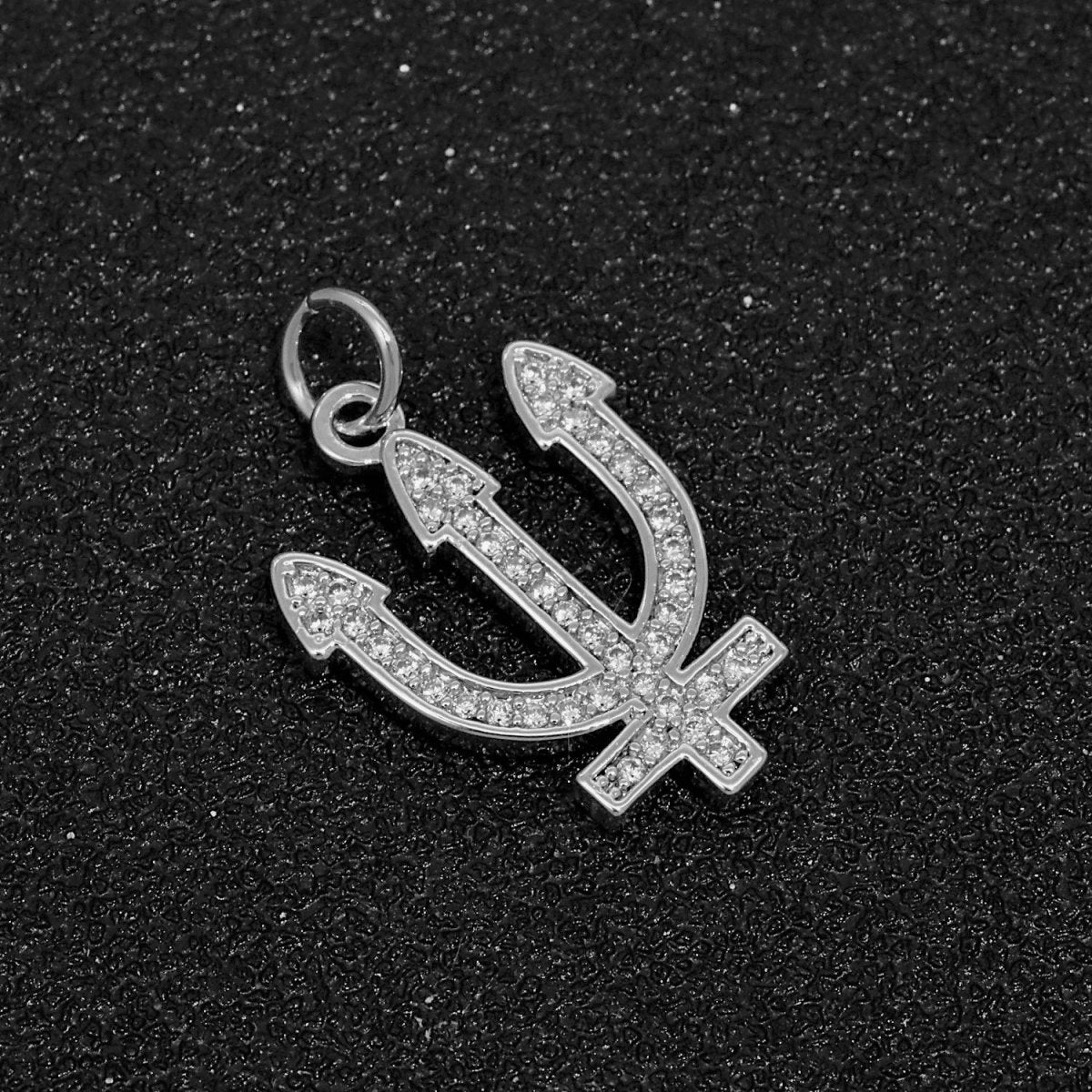 Gold Filled Neptune's Trident Pendants Greek Trident Pendants Large Devil's Pitchfork Charms Beach Pendants Jewelry Supplies M-524 M-525