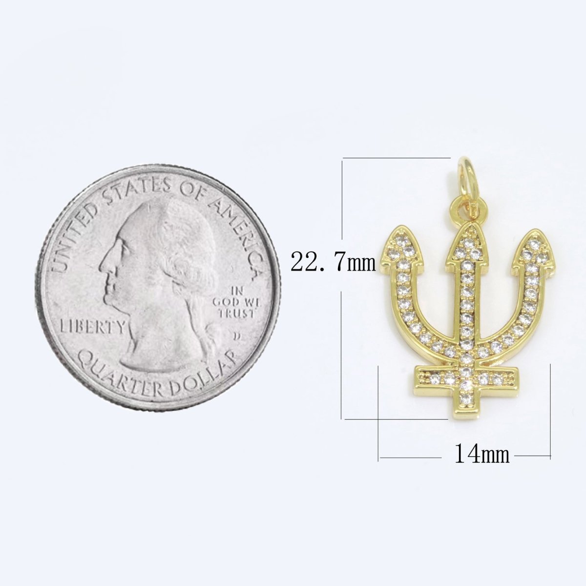 Gold Filled Neptune's Trident Pendants Greek Trident Pendants Large Devil's Pitchfork Charms Beach Pendants Jewelry Supplies M-524 M-525