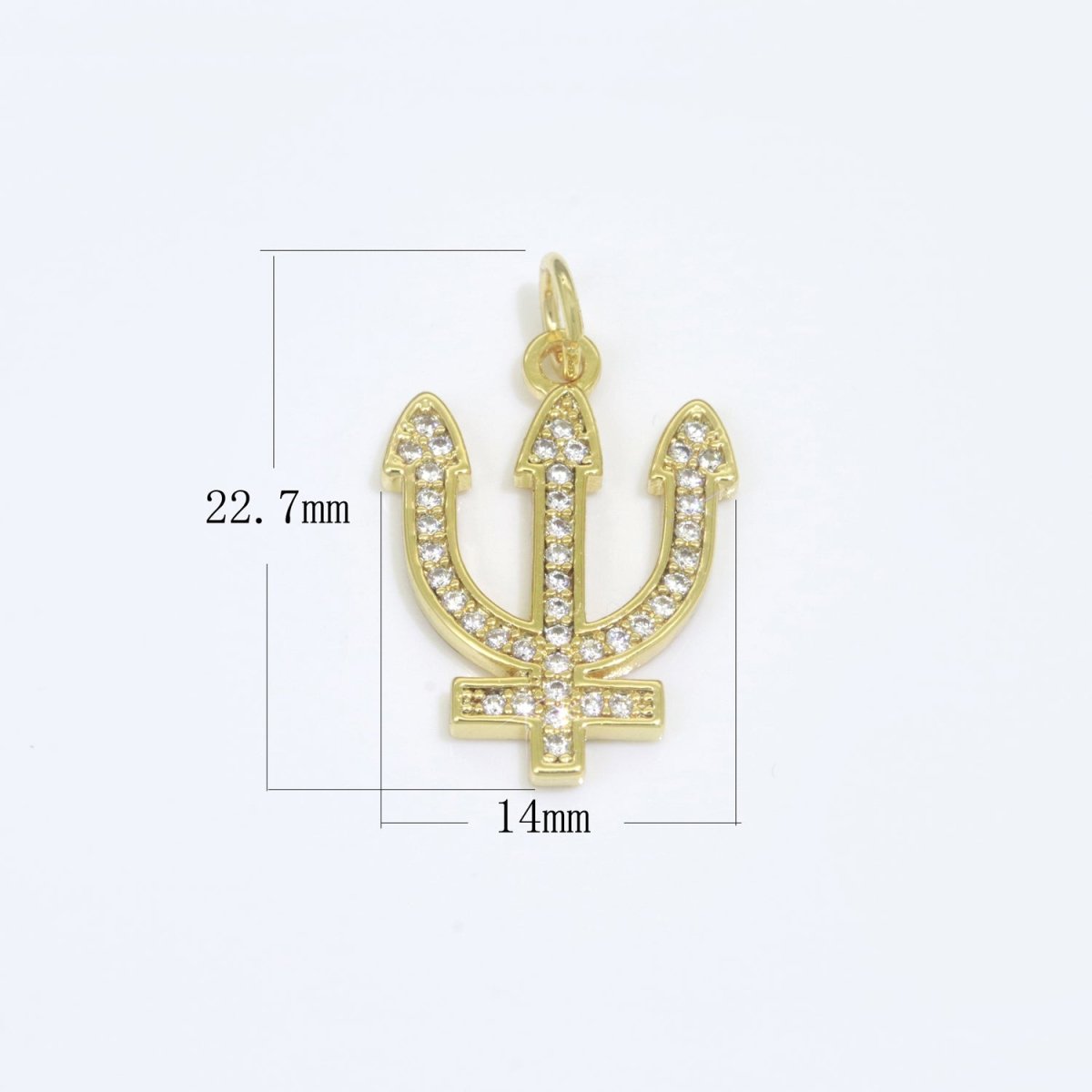 Gold Filled Neptune's Trident Pendants Greek Trident Pendants Large Devil's Pitchfork Charms Beach Pendants Jewelry Supplies M-524 M-525