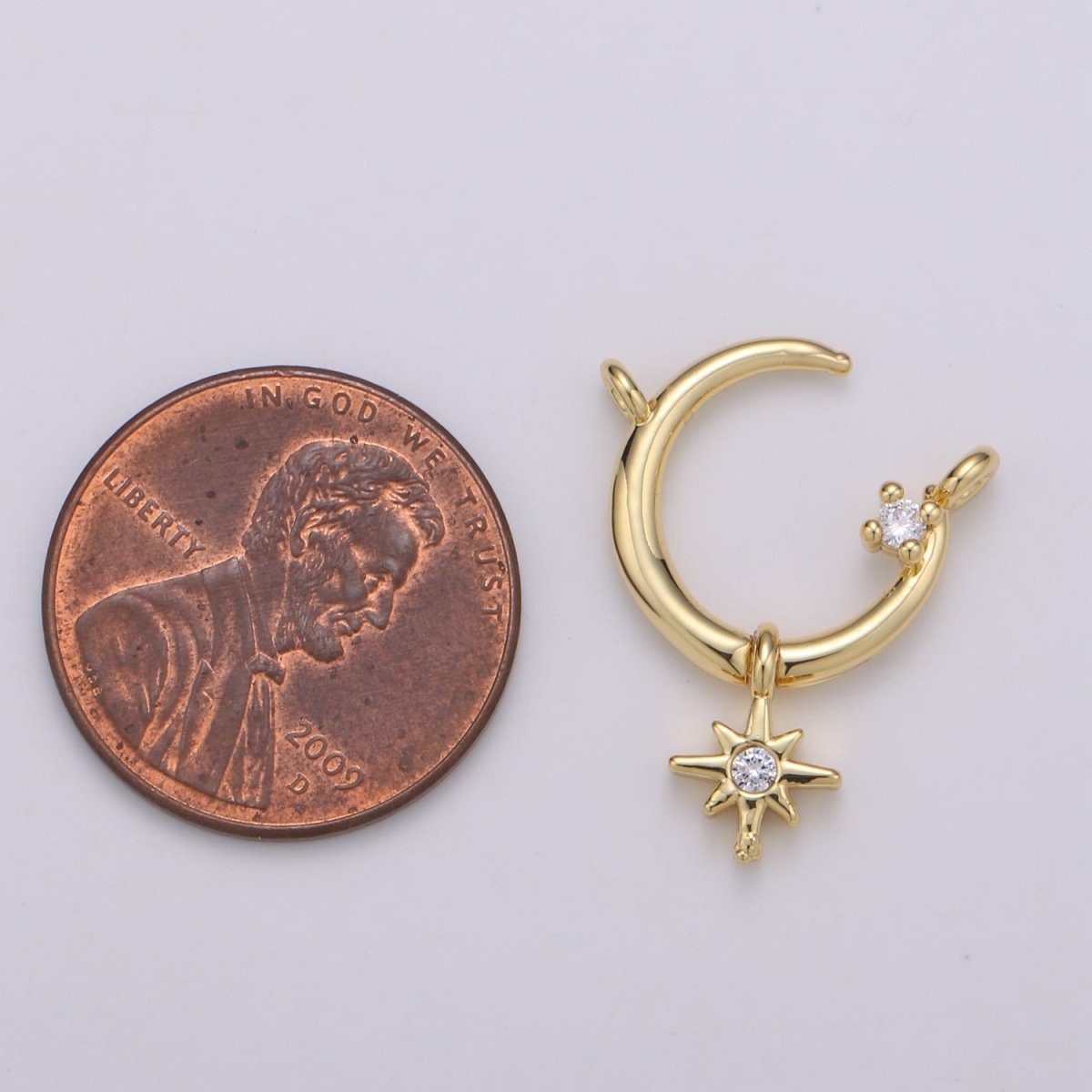 Gold Filled Open Star Connectors Crescent Moon Charm Connector for Necklace F-523 - DLUXCA