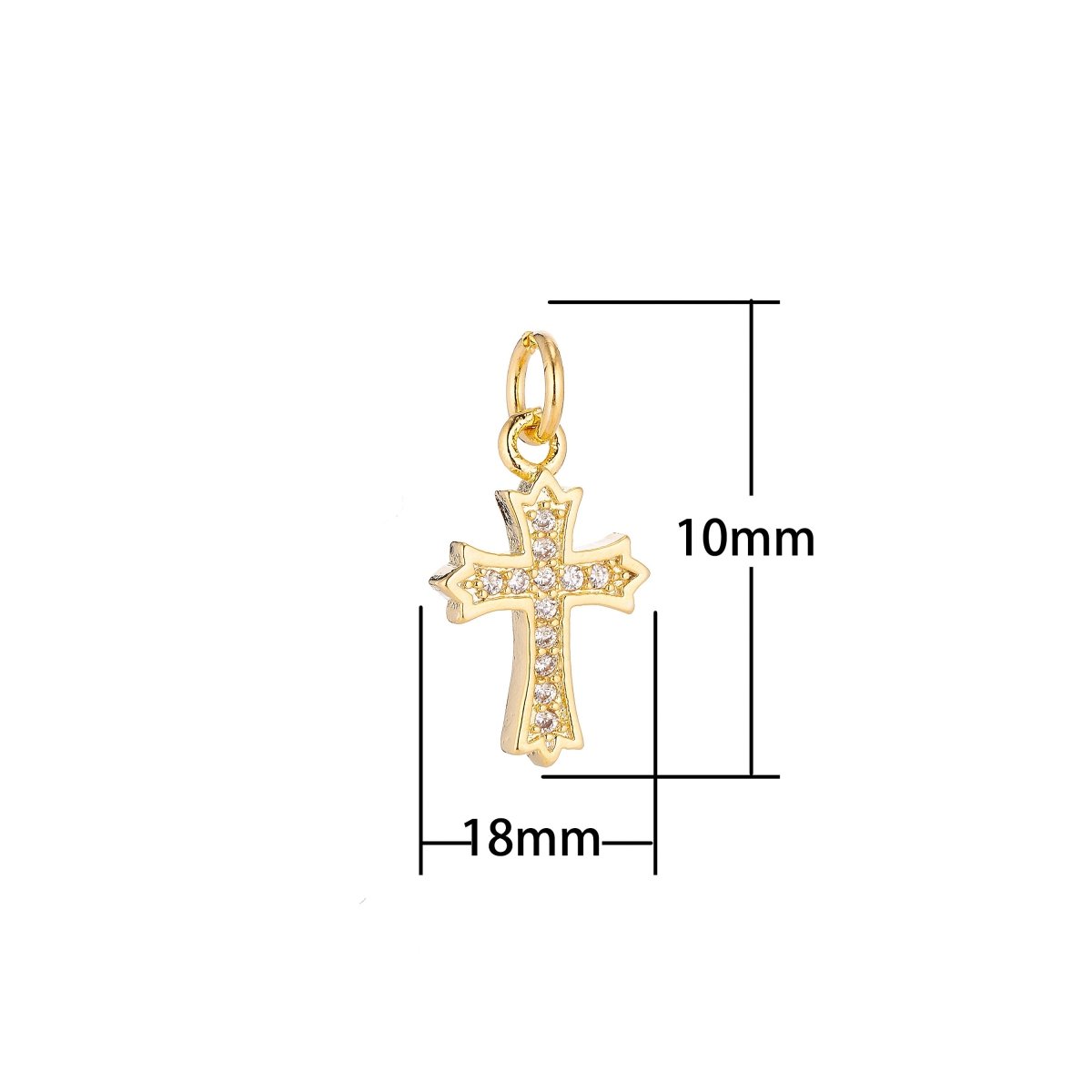 Gold Filled Ornate Cross Catholic Christian Religious Cubic Zirconia Necklace Pendant Bracelet Earring Charm for Jewelry Making C-069