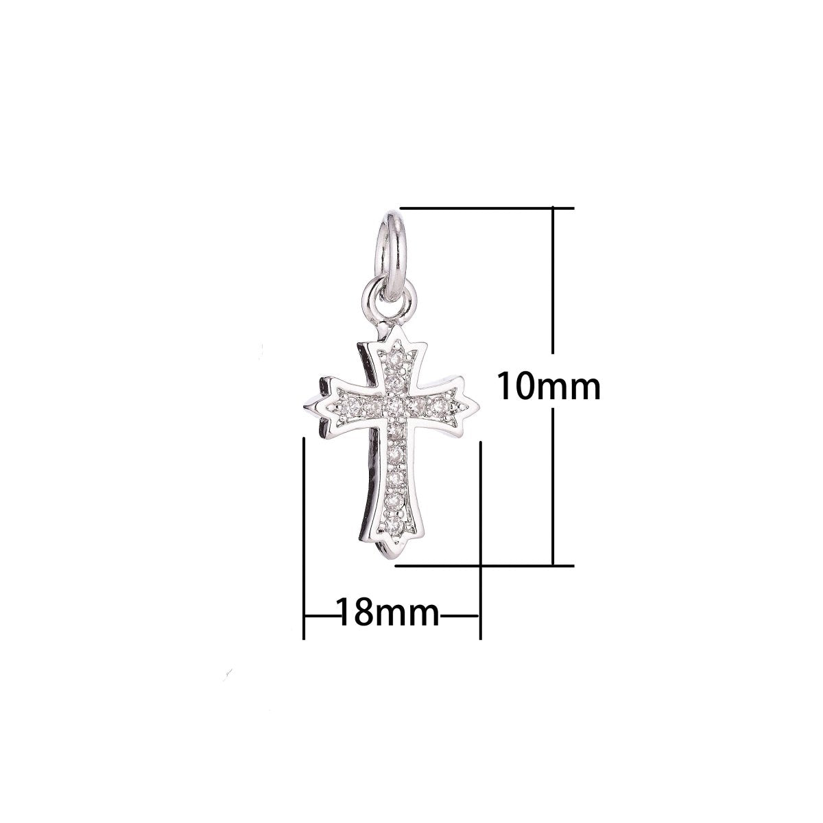 Gold Filled Ornate Cross Catholic Christian Religious Cubic Zirconia Necklace Pendant Bracelet Earring Charm for Jewelry Making C-069