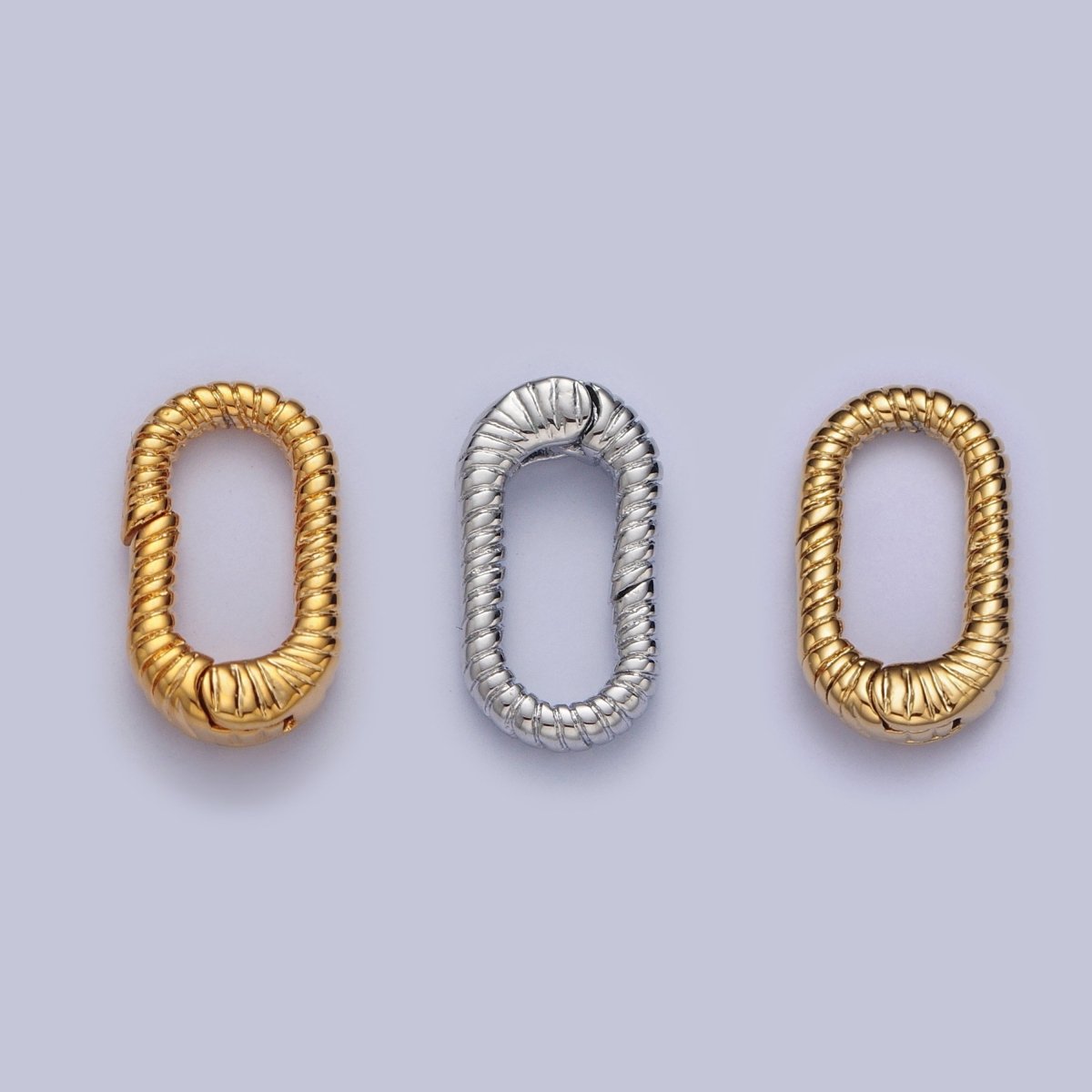 Gold Filled Oval Twisted Textured Croissant Spring Gate Clasps, Gold/Silver Pull Clasps For Jewelry Making L-820 L-868 L-869