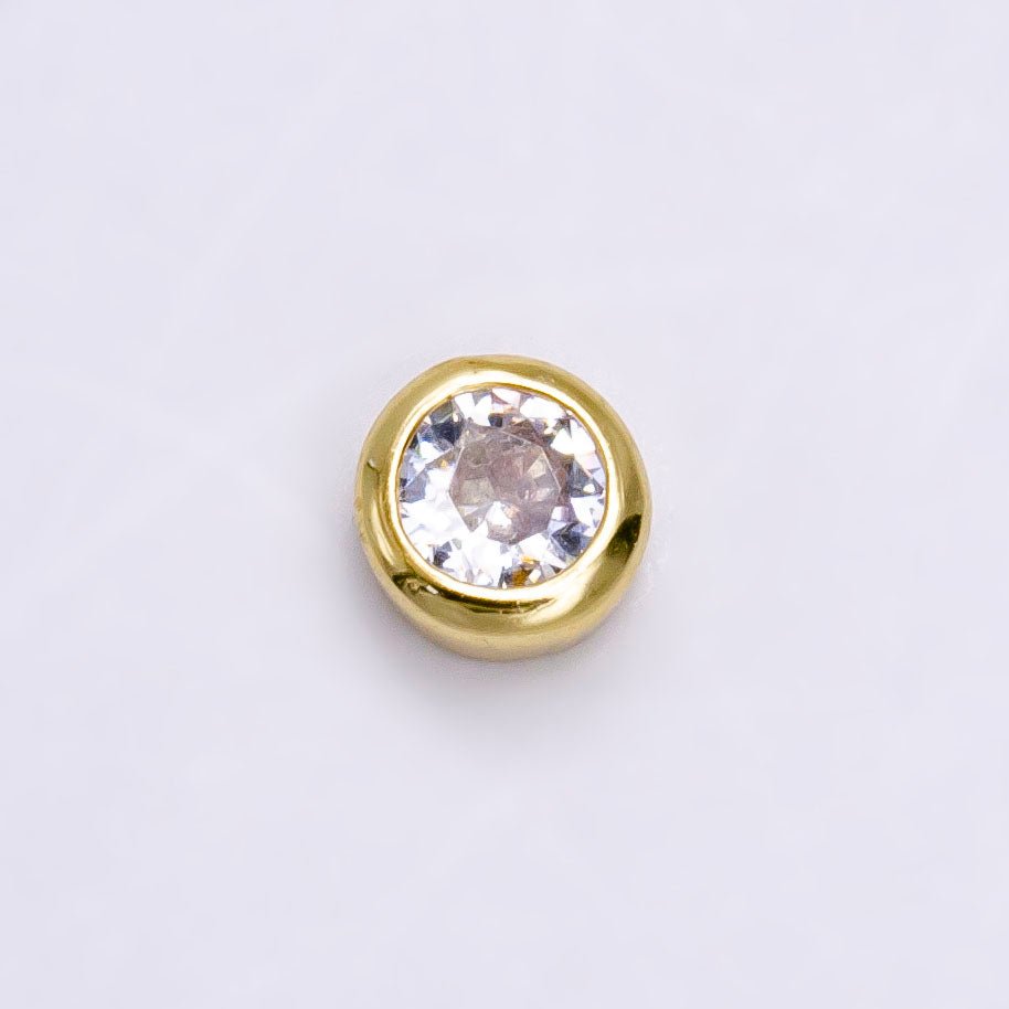 Gold Filled Personalized Locket Bead: 4mm Birthstone Bezel CZ | B-930~935