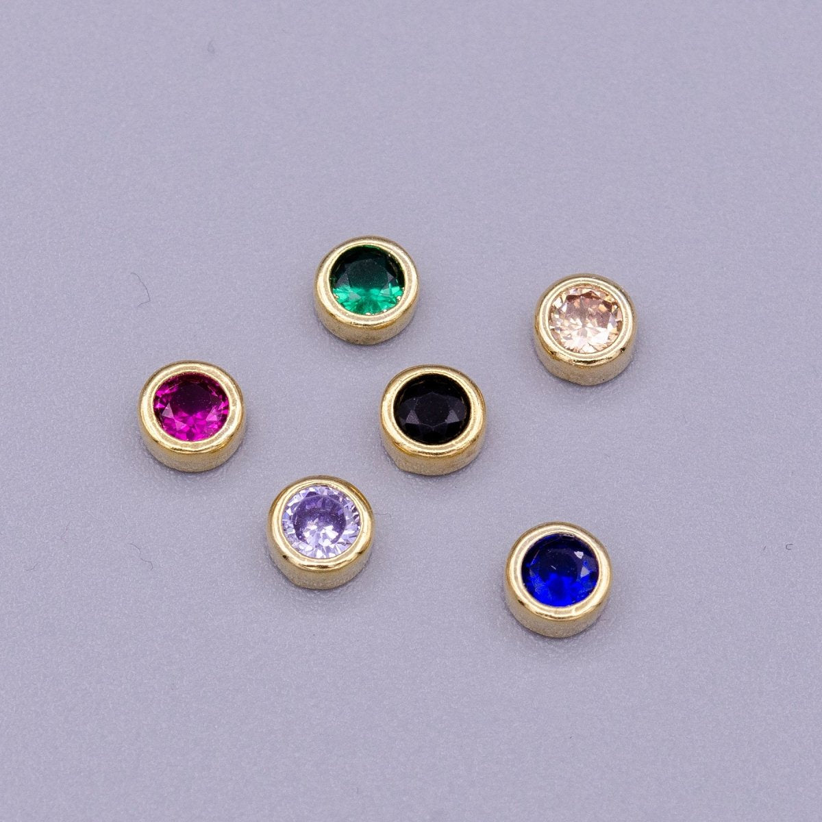 Gold Filled Personalized Locket Bead: 4mm Birthstone Bezel CZ | B-930~935
