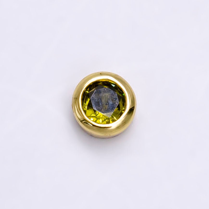 Gold Filled Personalized Locket Bead: 4mm Birthstone Bezel CZ | B-930~935
