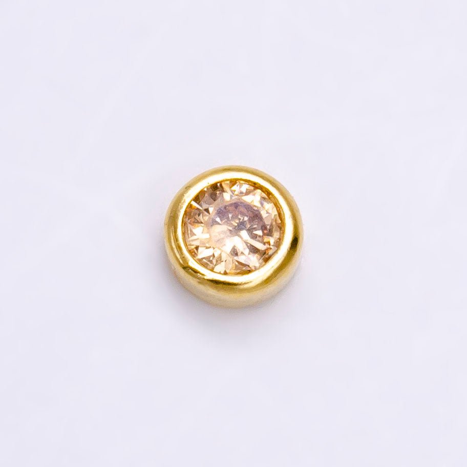 Gold Filled Personalized Locket Bead: 4mm Birthstone Bezel CZ | B-930~935