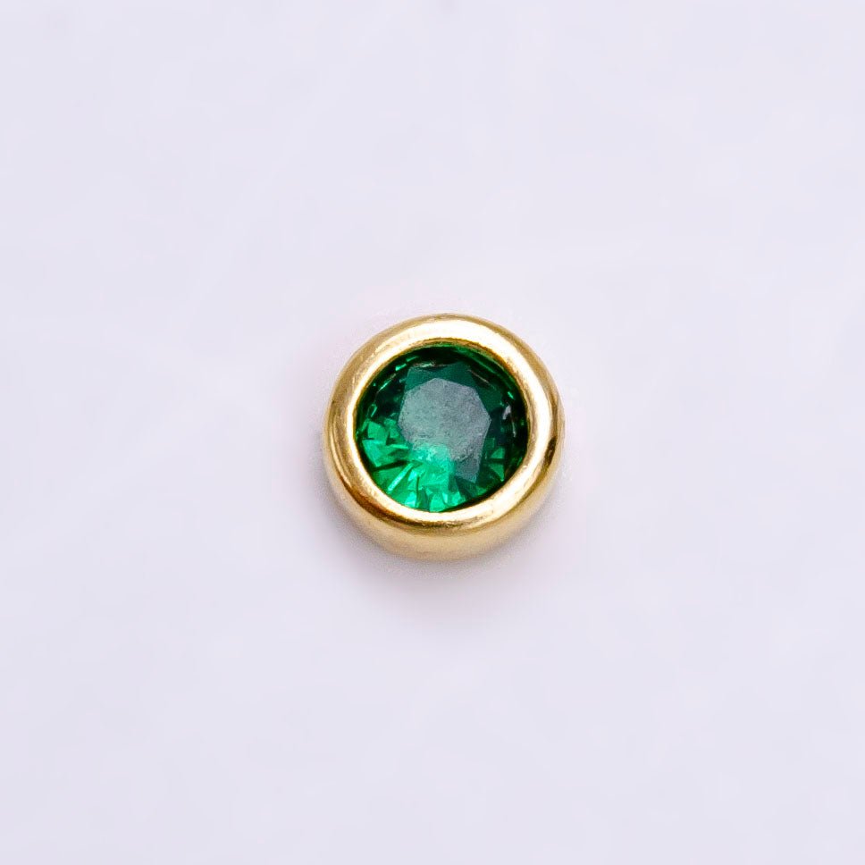 Gold Filled Personalized Locket Bead: 4mm Birthstone Bezel CZ | B-930~935
