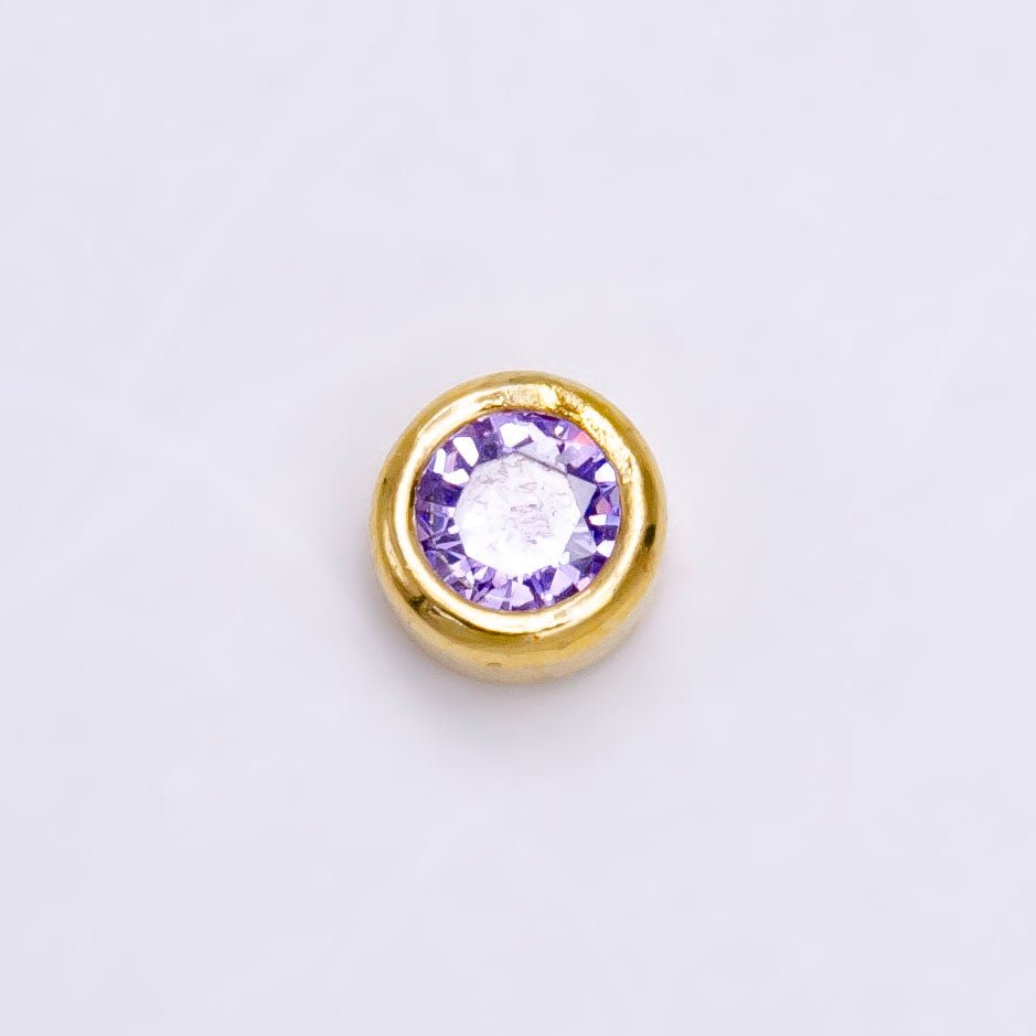 Gold Filled Personalized Locket Bead: 4mm Birthstone Bezel CZ | B-930~935