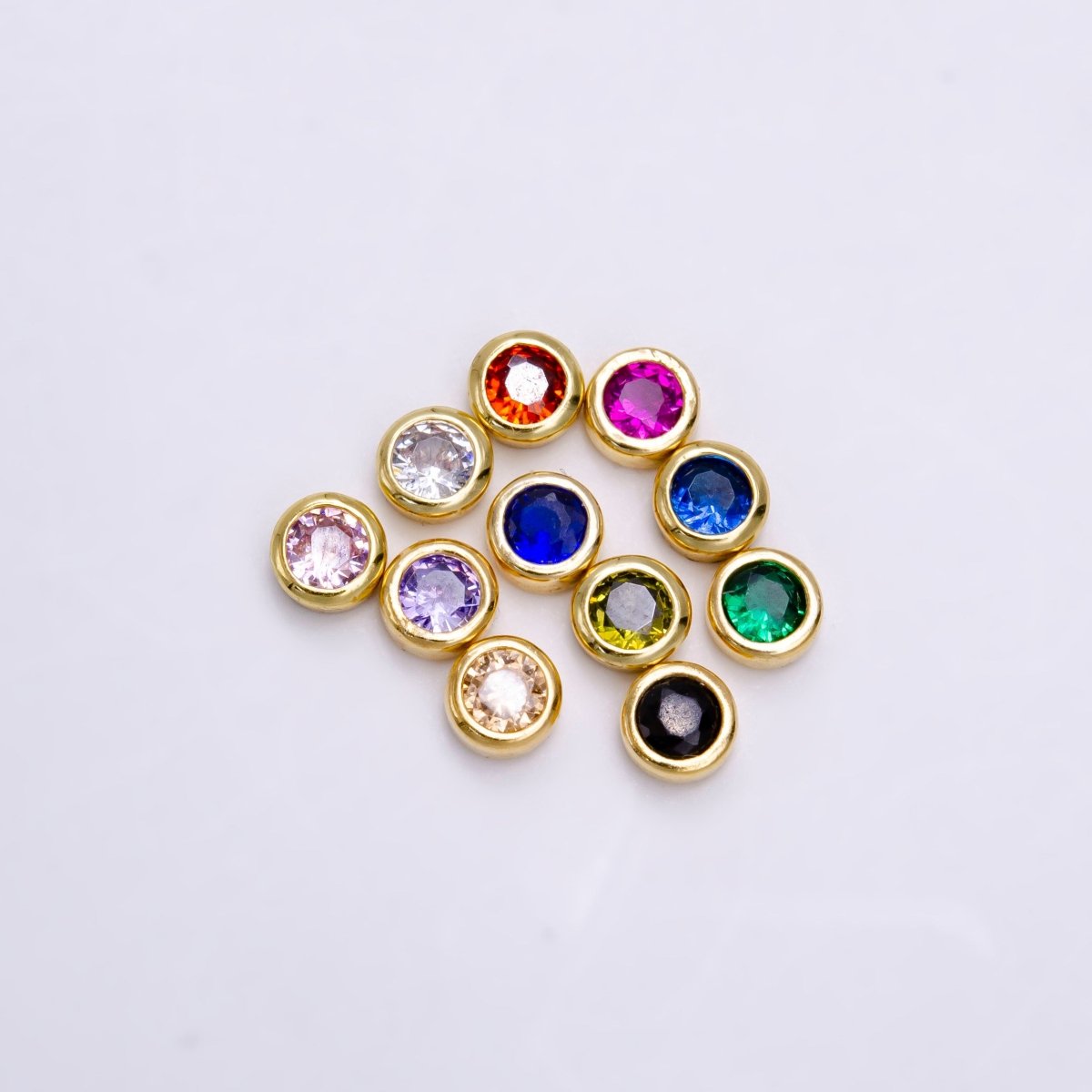 Gold Filled Personalized Locket Bead: 4mm Birthstone Bezel CZ | B-930~935