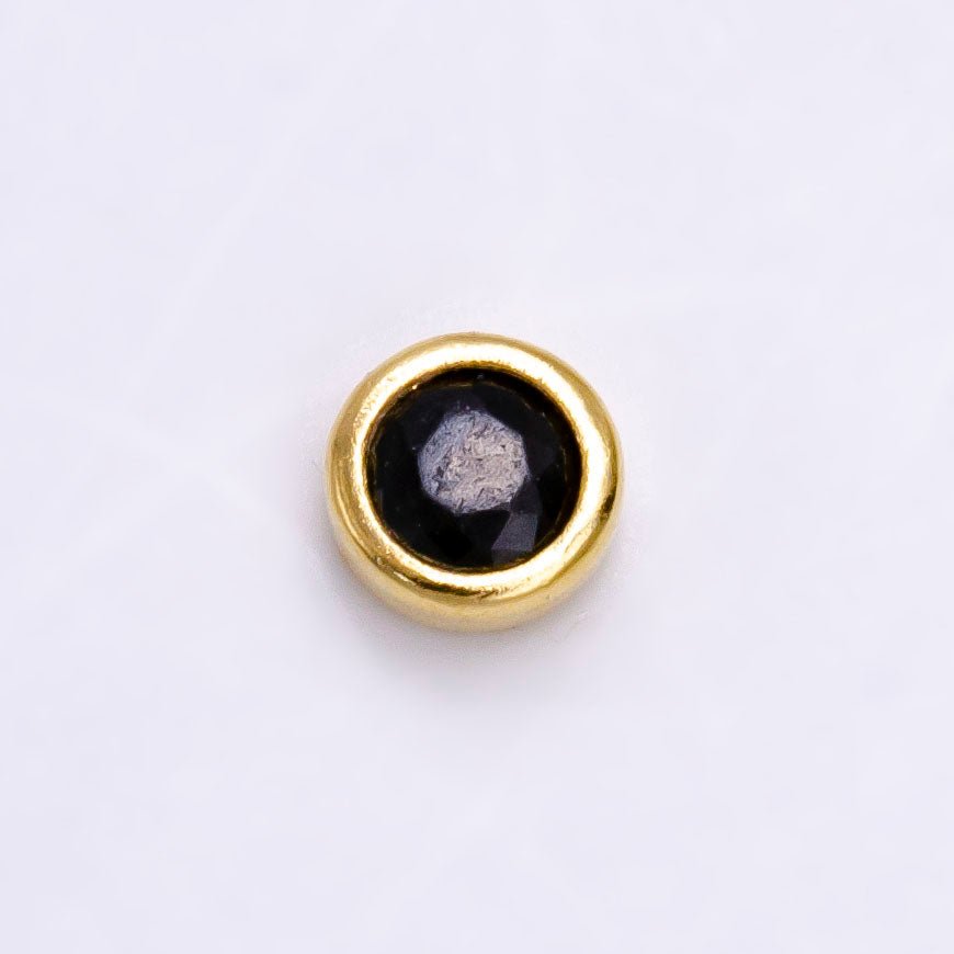 Gold Filled Personalized Locket Bead: 4mm Birthstone Bezel CZ | B-930~935