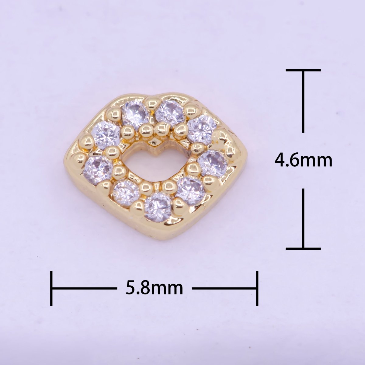 Gold Filled Personalized Locket Bead: Clear Fuchsia Pink Heart, Star Pawprint Clover, Horseshoe Lips Cross Bolt L-839~L-841