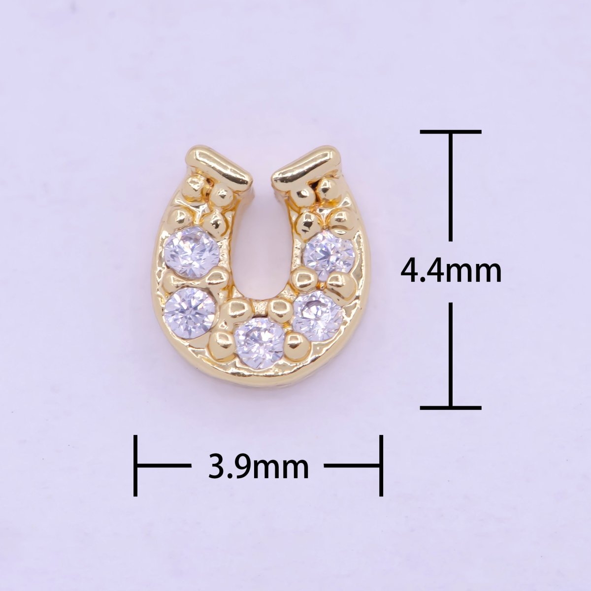 Gold Filled Personalized Locket Bead: Clear Fuchsia Pink Heart, Star Pawprint Clover, Horseshoe Lips Cross Bolt L-839~L-841