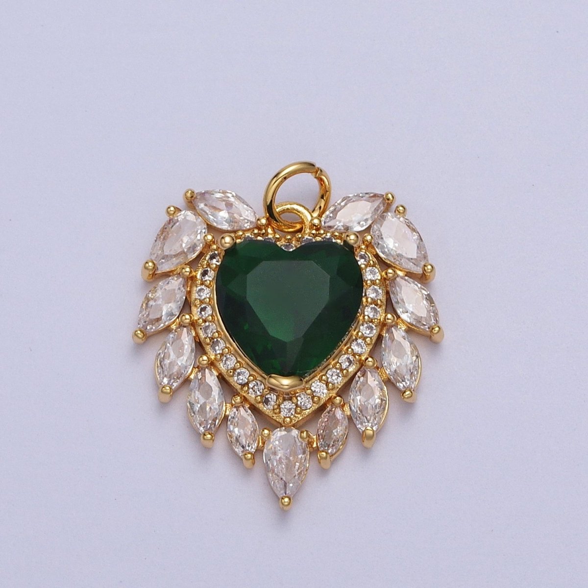 Gold Filled Pink, Clear, Green, Red Heart Marquise Teardrop CZ Charm | AC005 - AC008