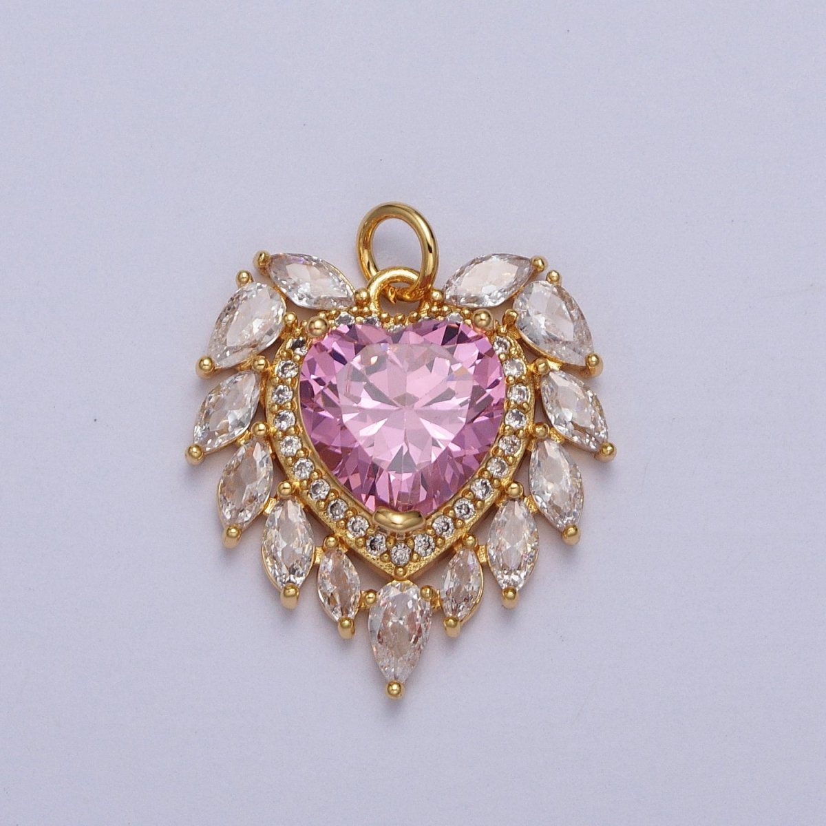 Gold Filled Pink, Clear, Green, Red Heart Marquise Teardrop CZ Charm | AC005 - AC008