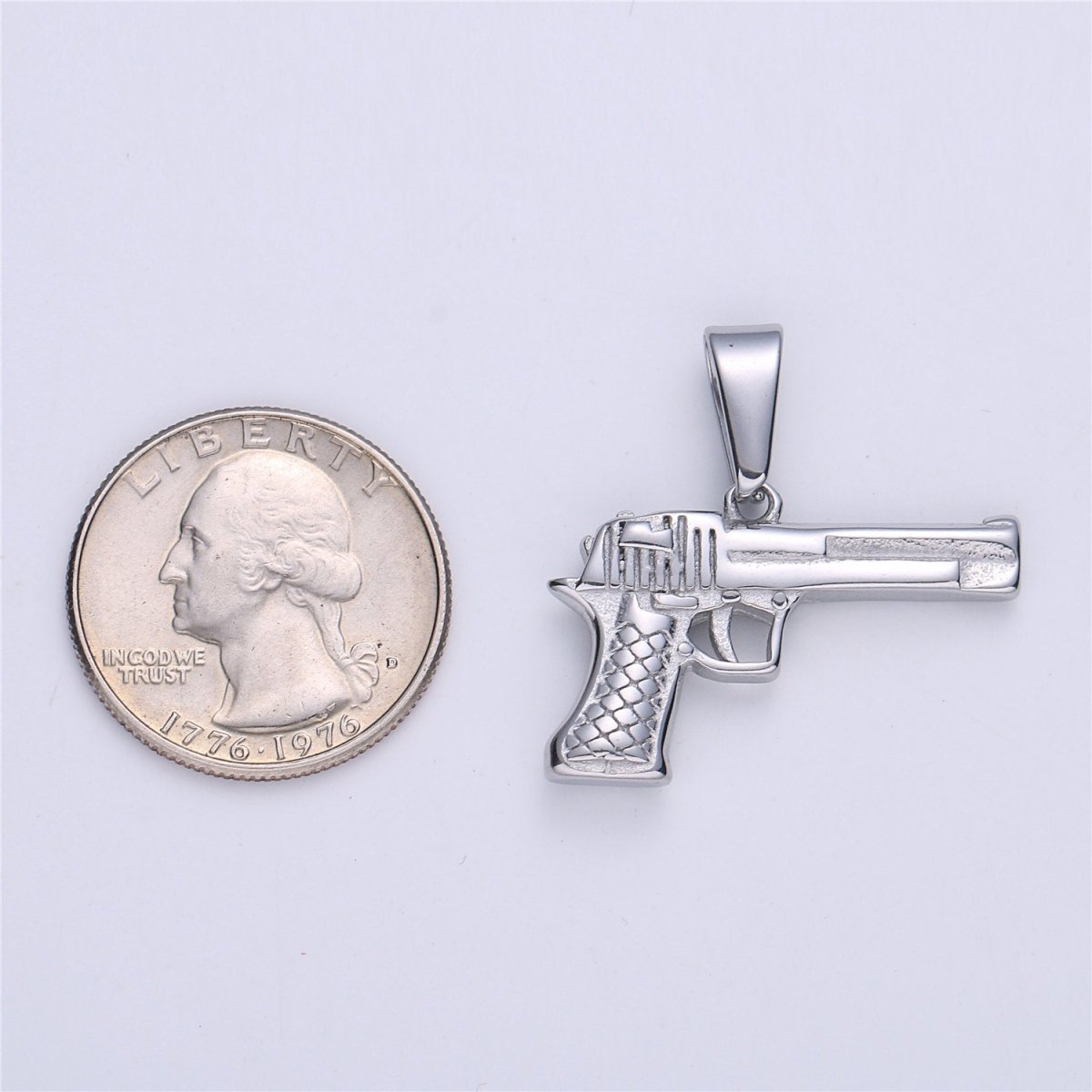 Gold Filled Pistol Charm Silver Gun Pendant for Earring Necklace Jewelry Making Supplies 30mmx30mm J-673