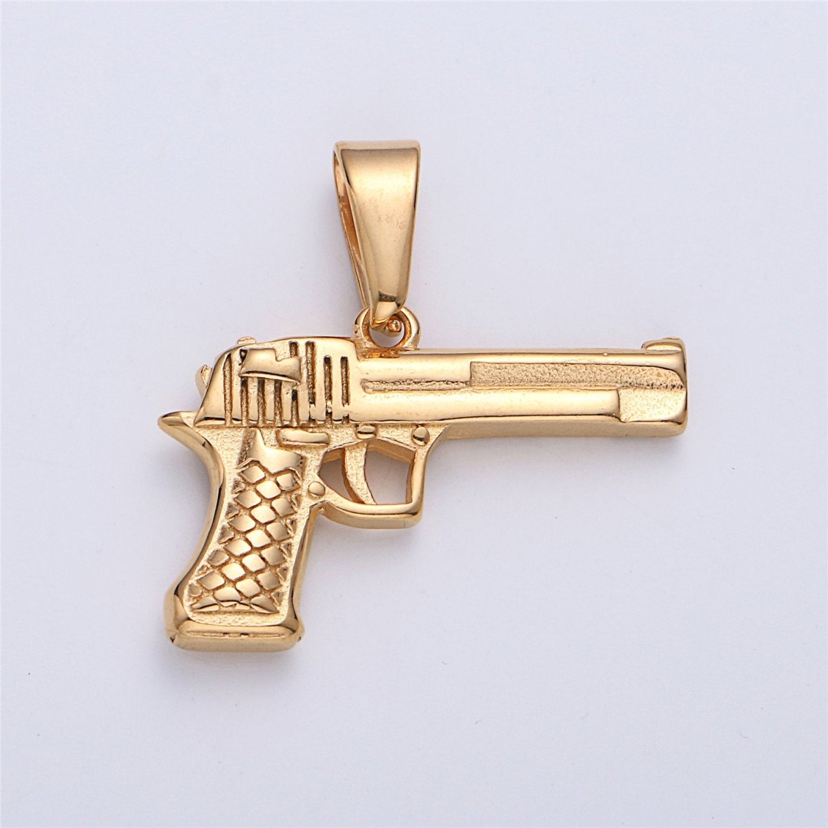 Gold Filled Pistol Charm Silver Gun Pendant for Earring Necklace Jewelry Making Supplies 30mmx30mm J-673