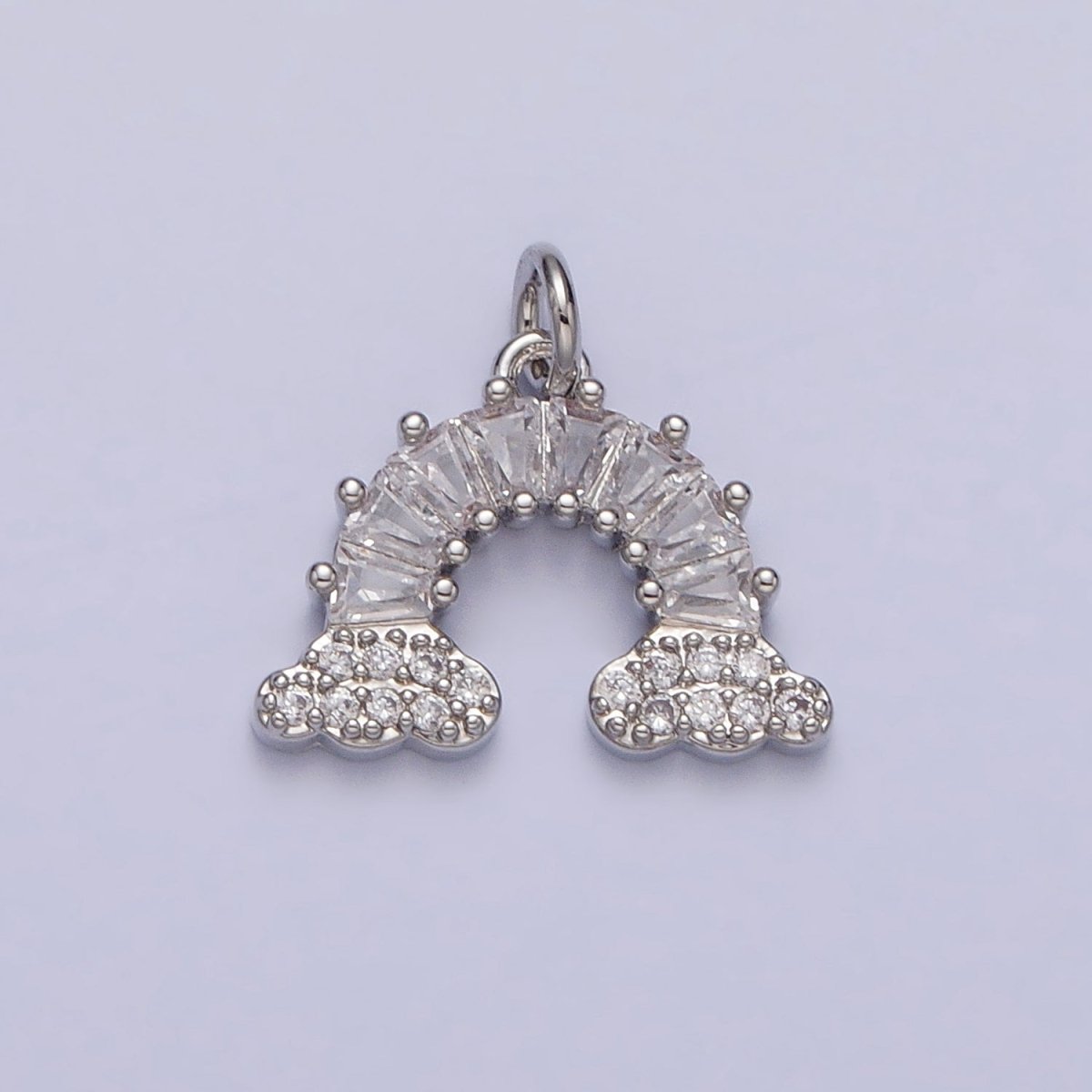 Gold Filled Rainbow Clear Baguette Micro Paved CZ Charm in Gold & Silver | AC266 AC267