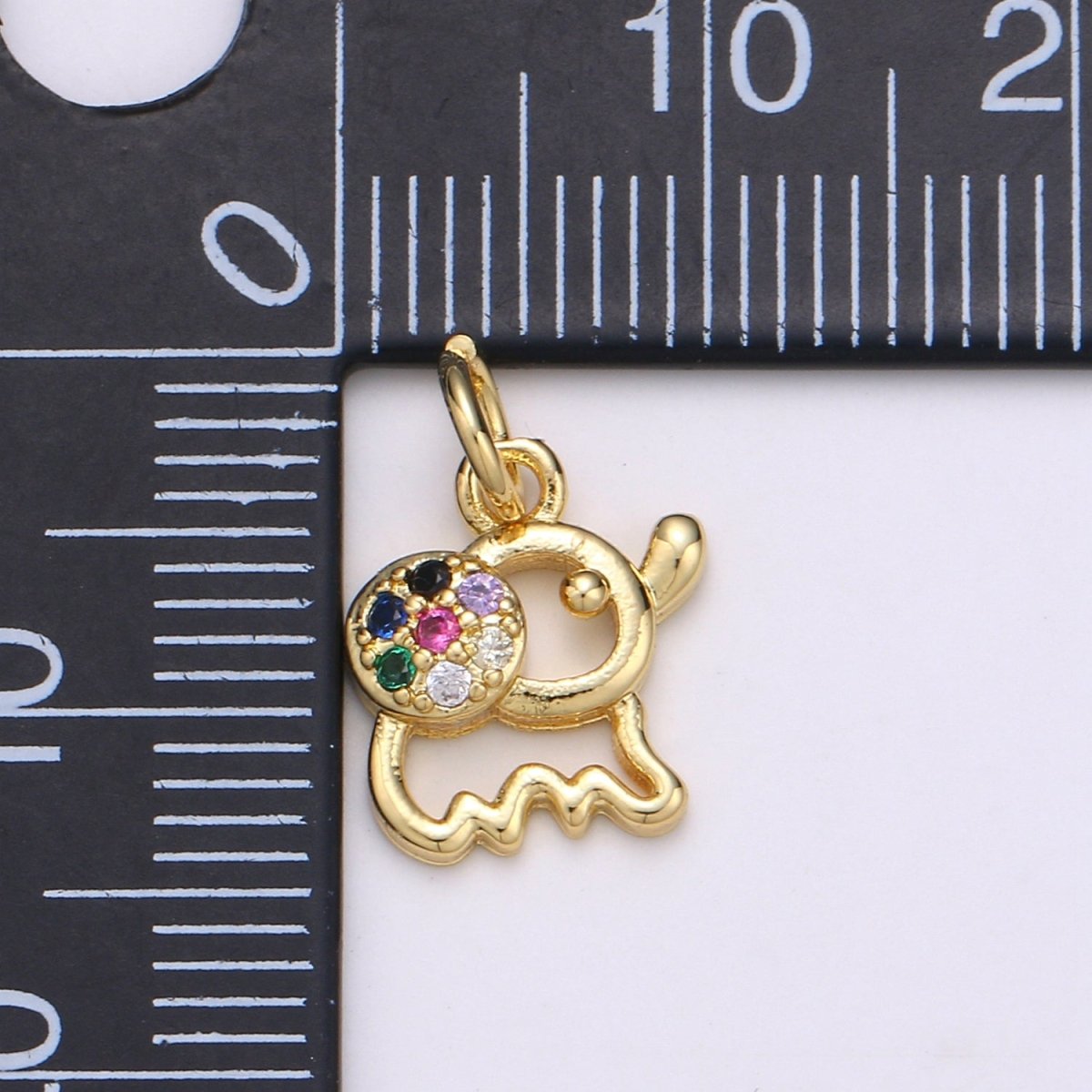 Gold Filled Rainbow Elephant Charm D-803 - DLUXCA