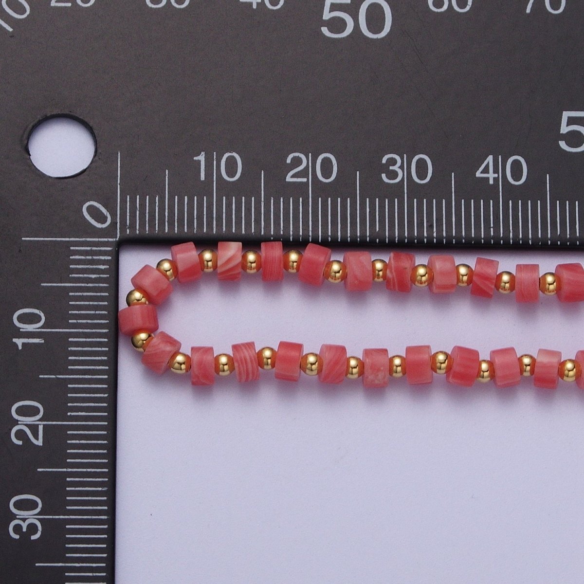 Gold Filled Red Coral Rondelle Heishi Gemstone Gold Spacer Beads 15.5 Inch Choker Necklace | WA-1433 Clearance Pricing - DLUXCA
