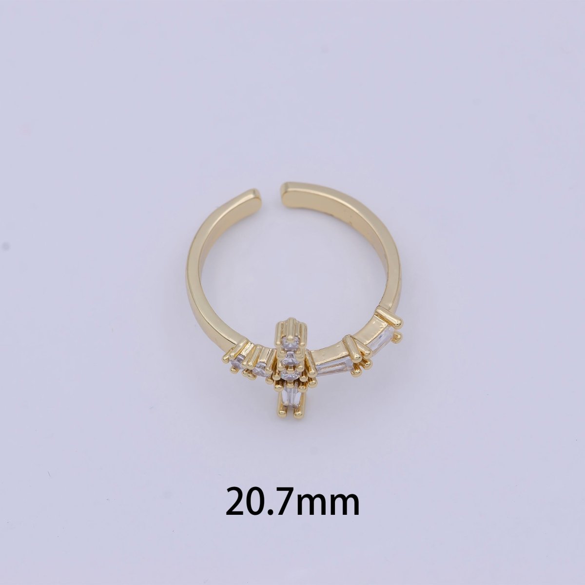 Gold Filled Religious Catholic Christian Cross Open, Adjustable Ring with Crystal Zirconia CZ in 24K/14K Gold | U-381 U-427