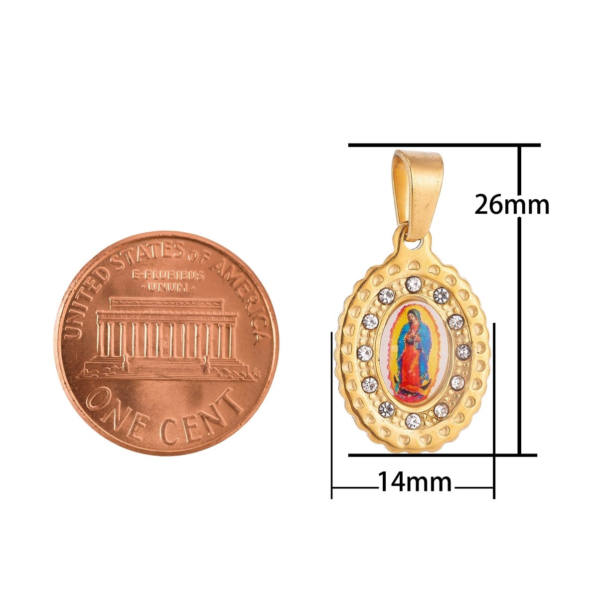 Gold Filled Religious Catholic Mother Mary Cubic Zirconia Pray Necklace Pendant Bracelet Beads Charm Bails for Jewelry Making J-374J-652